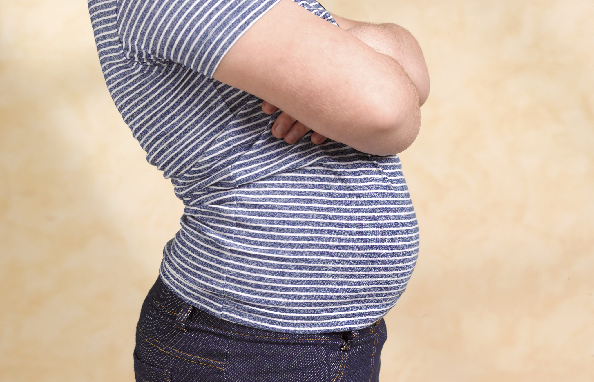 pot belly of obese girl