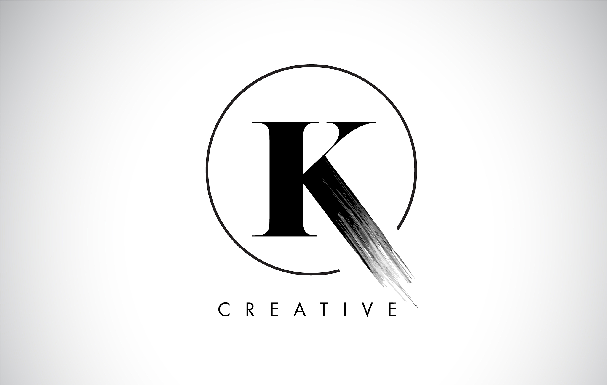k brush stroke letter logo design black paint