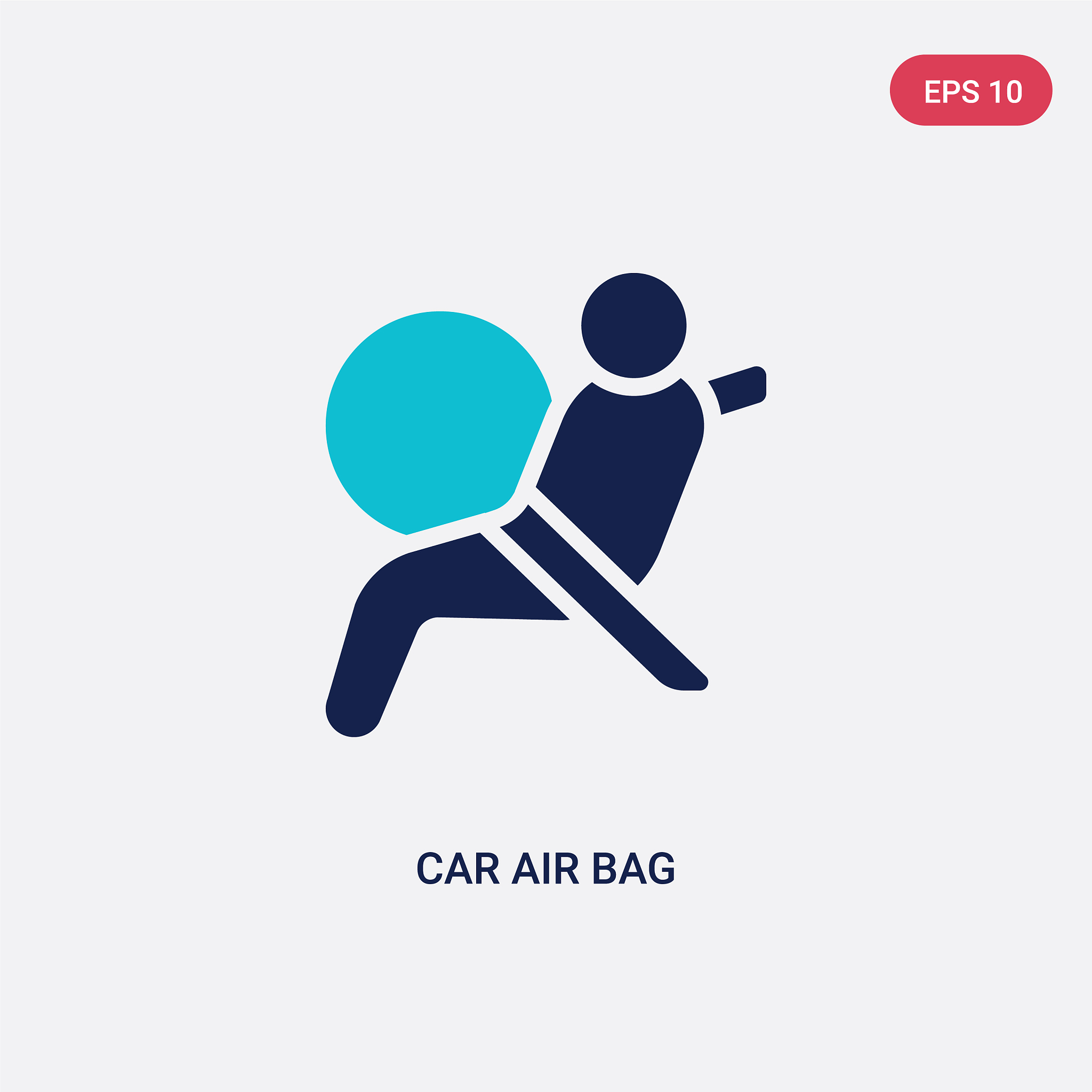 two color car air bag icon from car parts concept