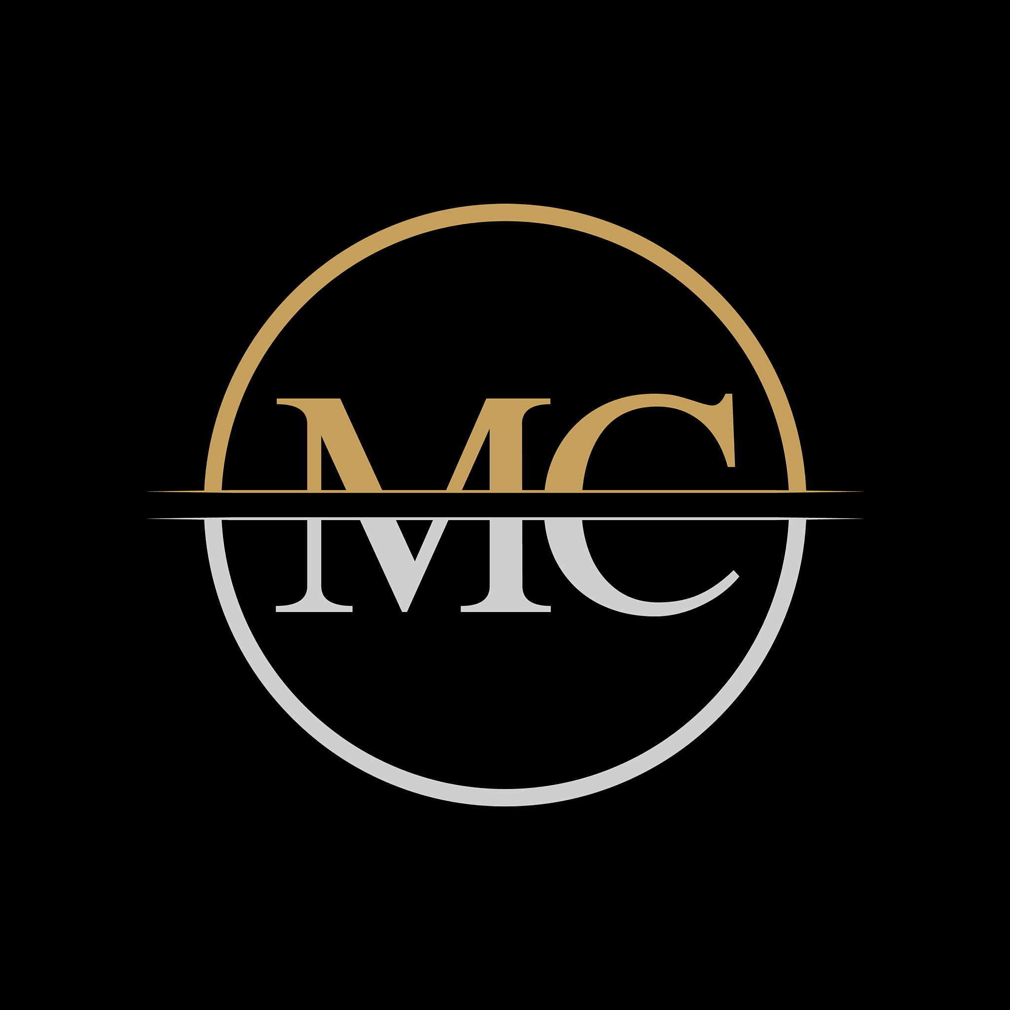 initial mc letter logo design template gold and