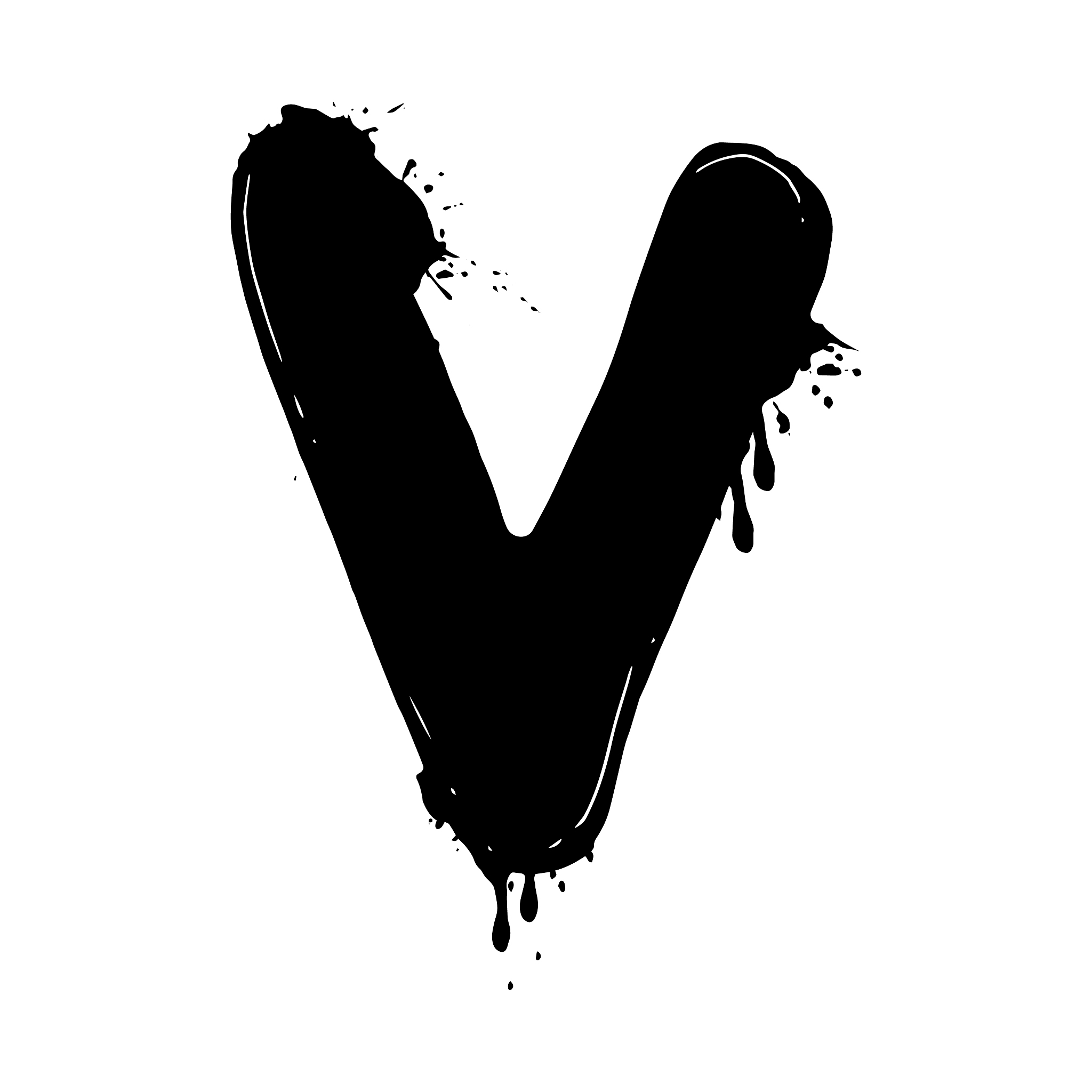 blot letter v black and white
