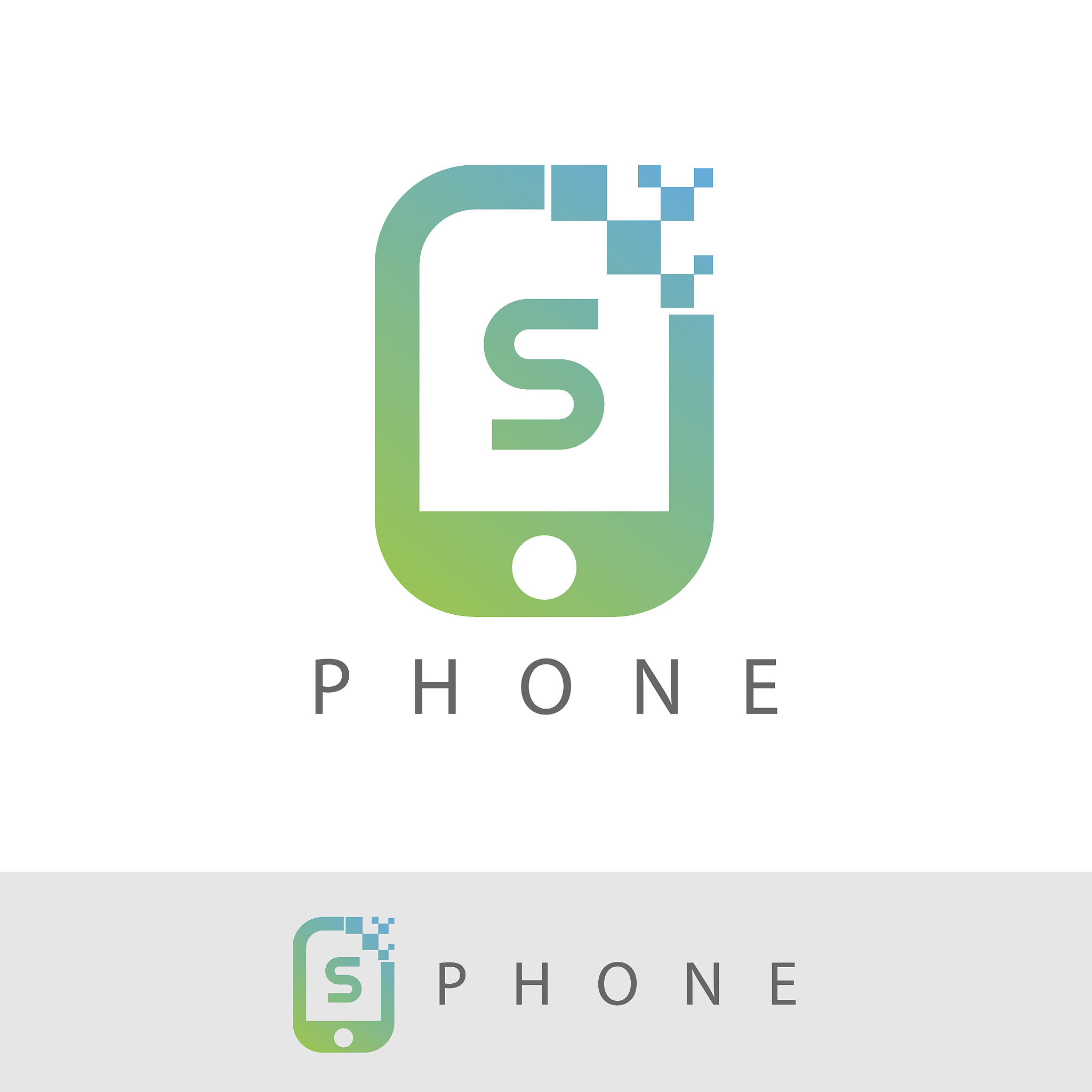 phone pixel initial letter s icon design