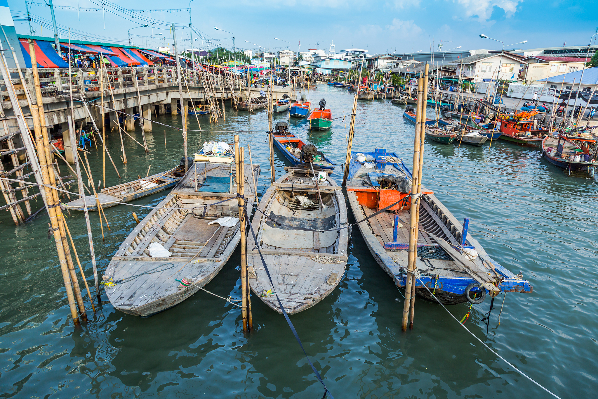 fishing boat and fisherman village in thailand