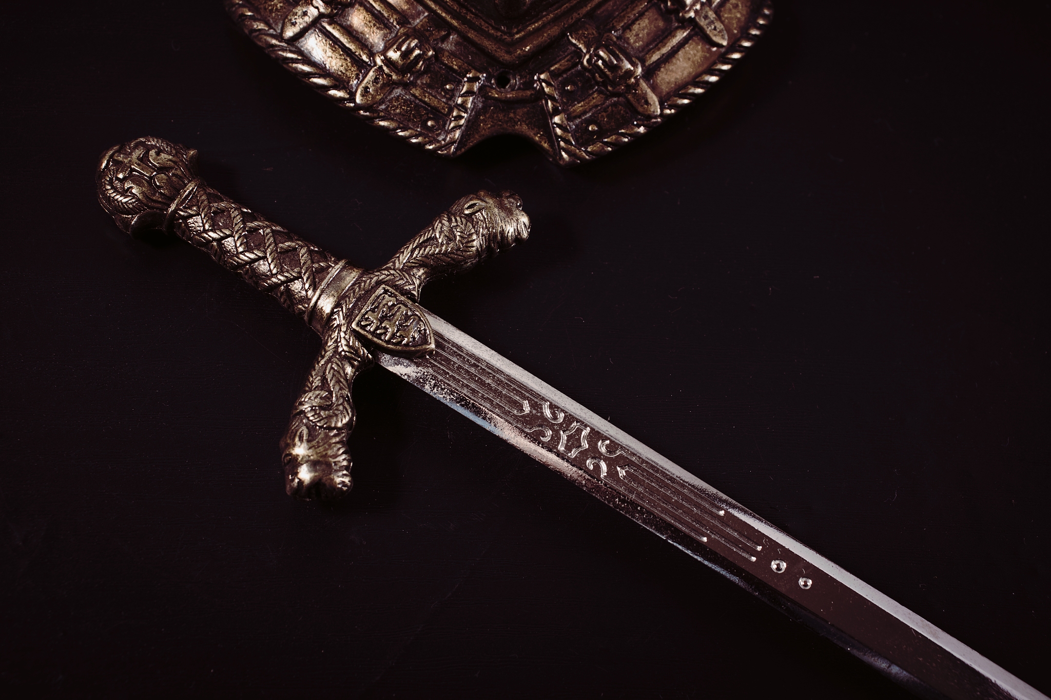 knight sword on a black background