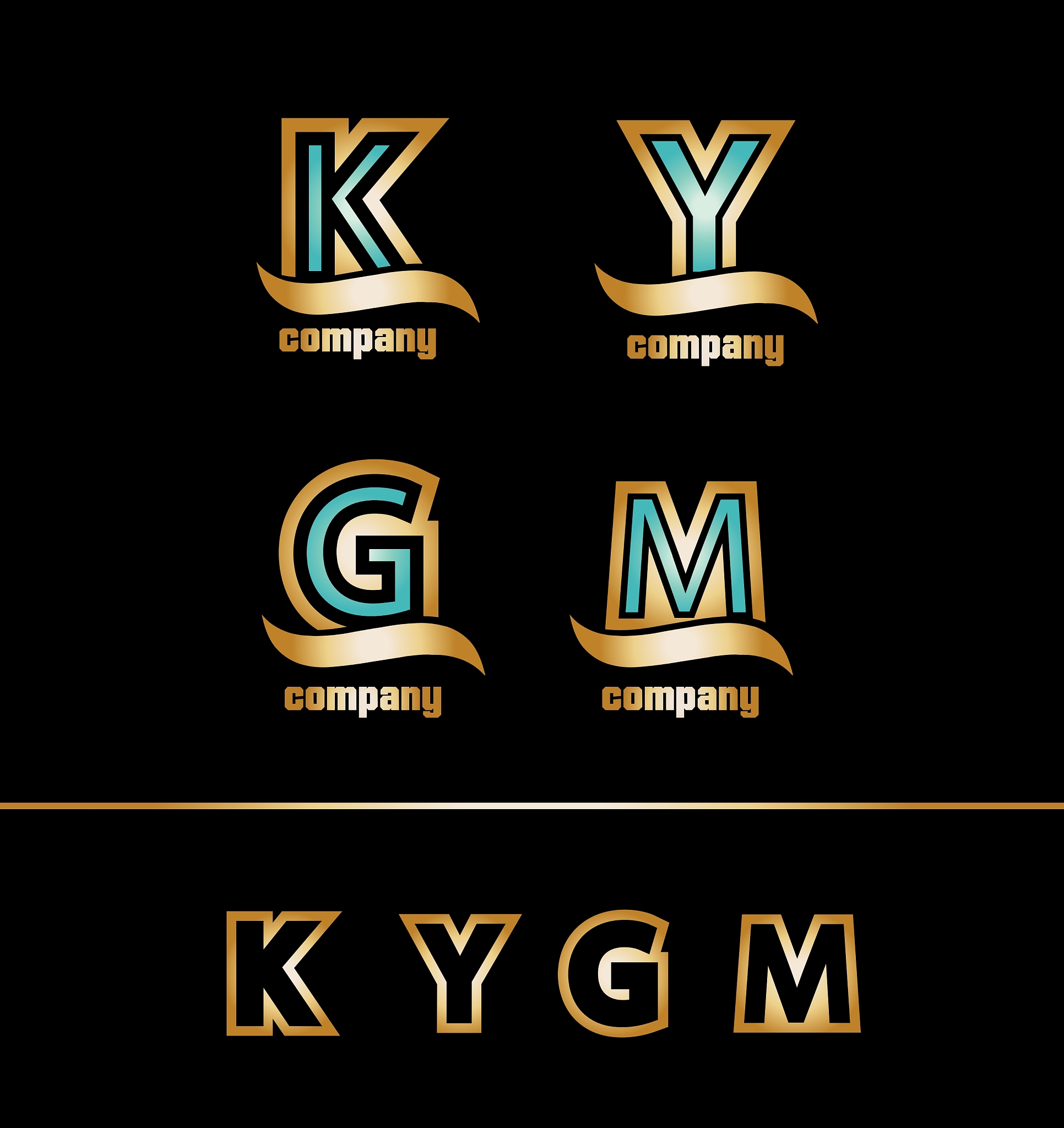 gold golden letter logo icon set