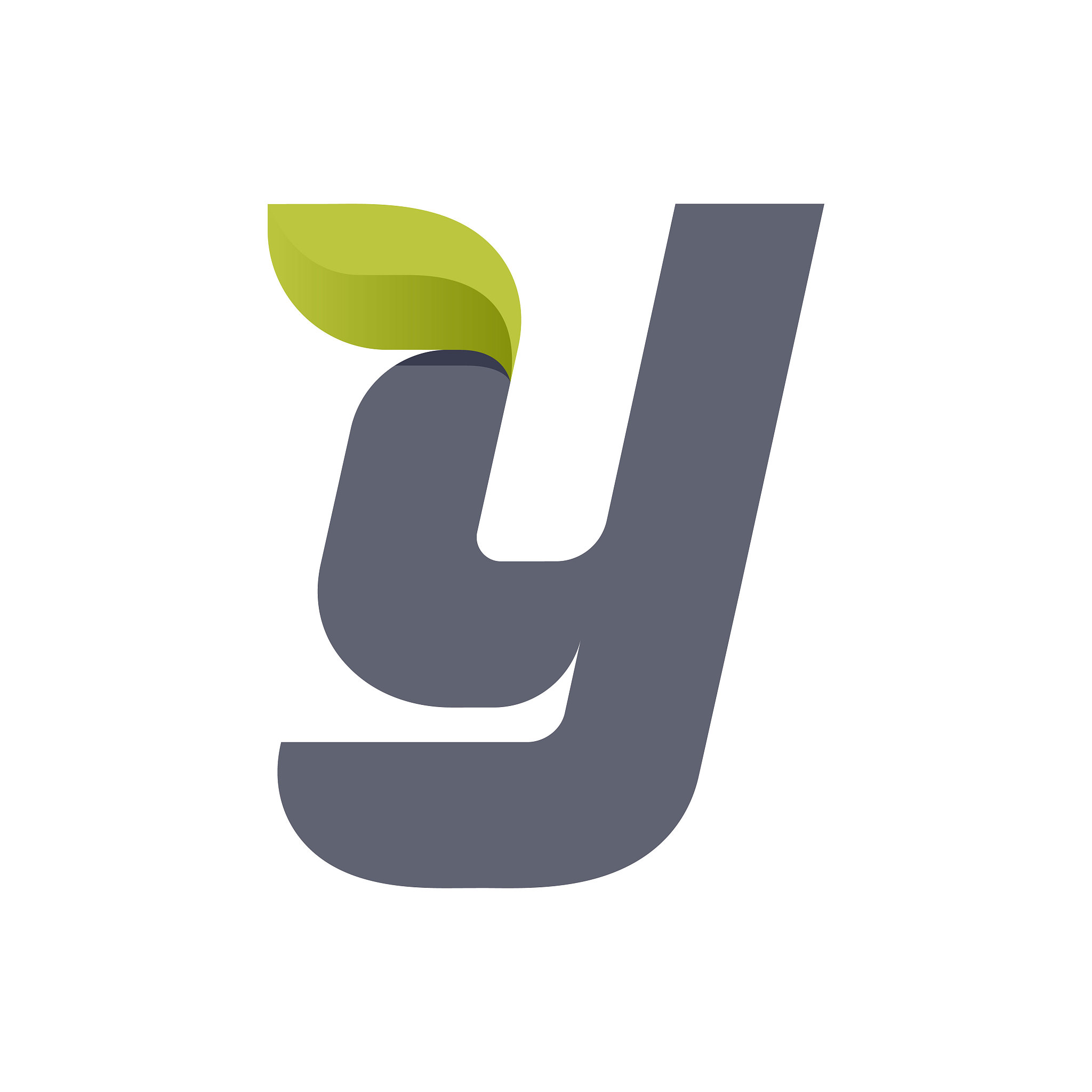 y letter eco logo with green leaf.