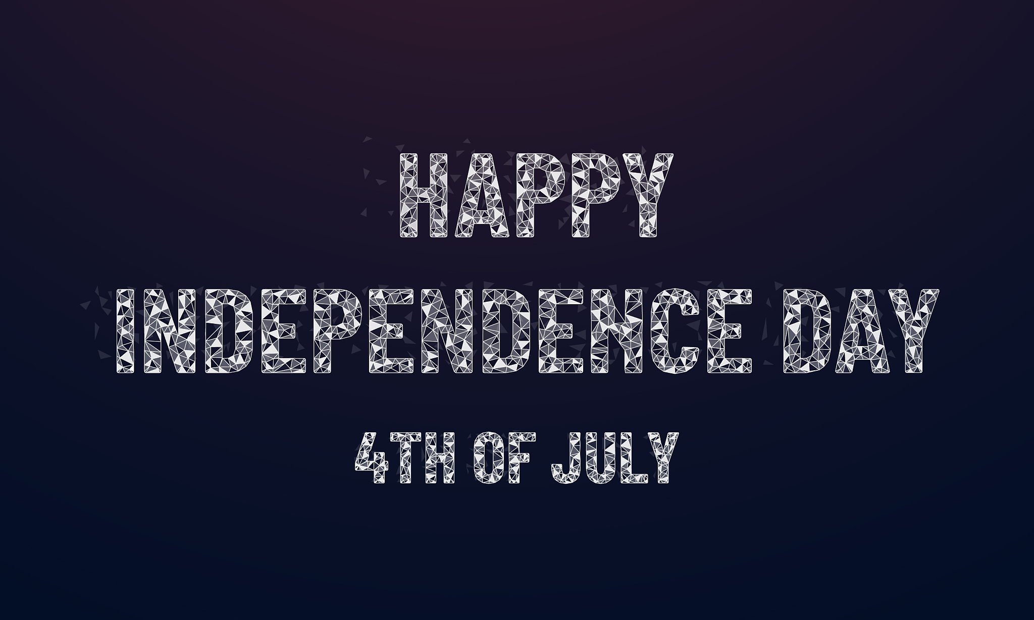 happy independence day usa text in a low poly