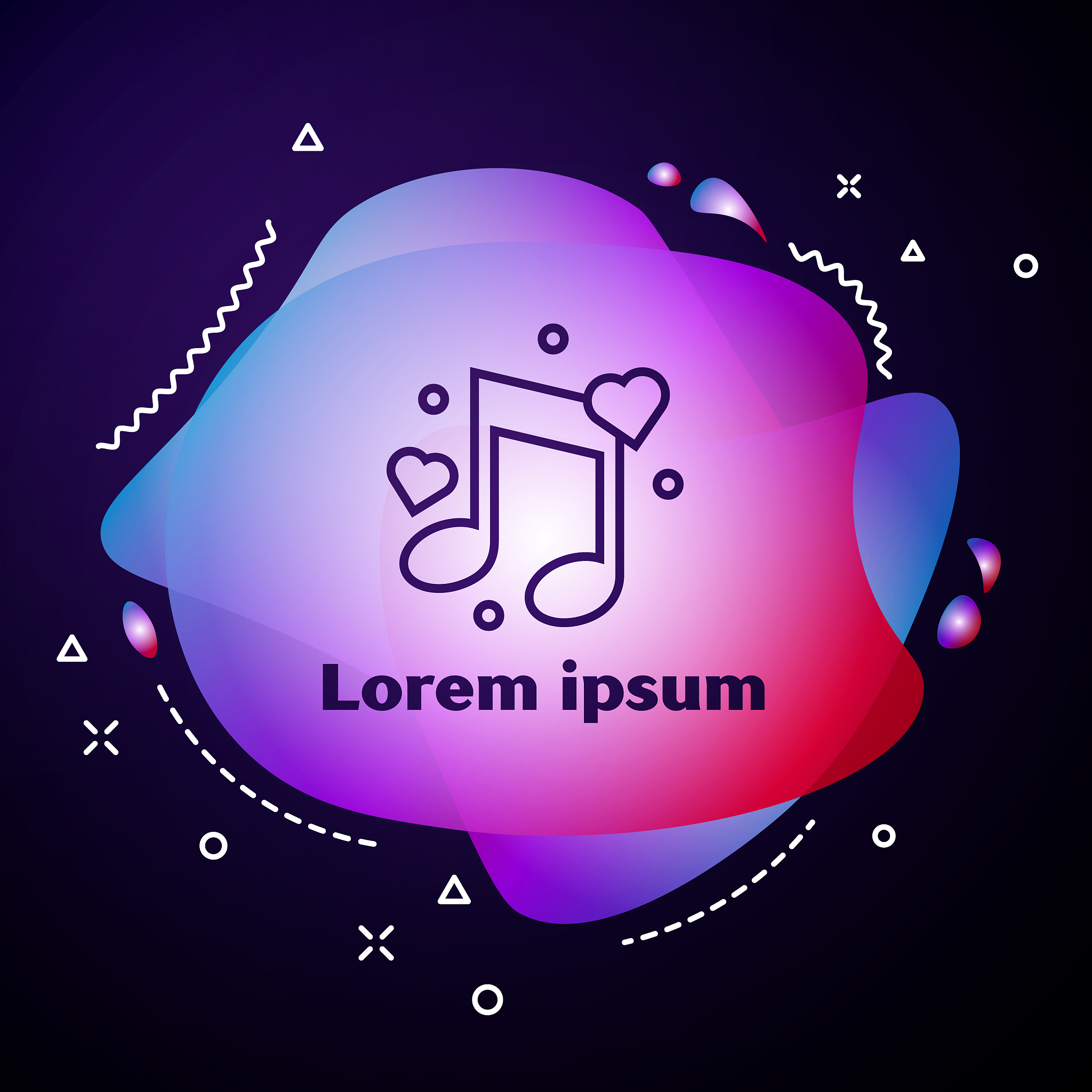purple line music note tone with hearts icon
