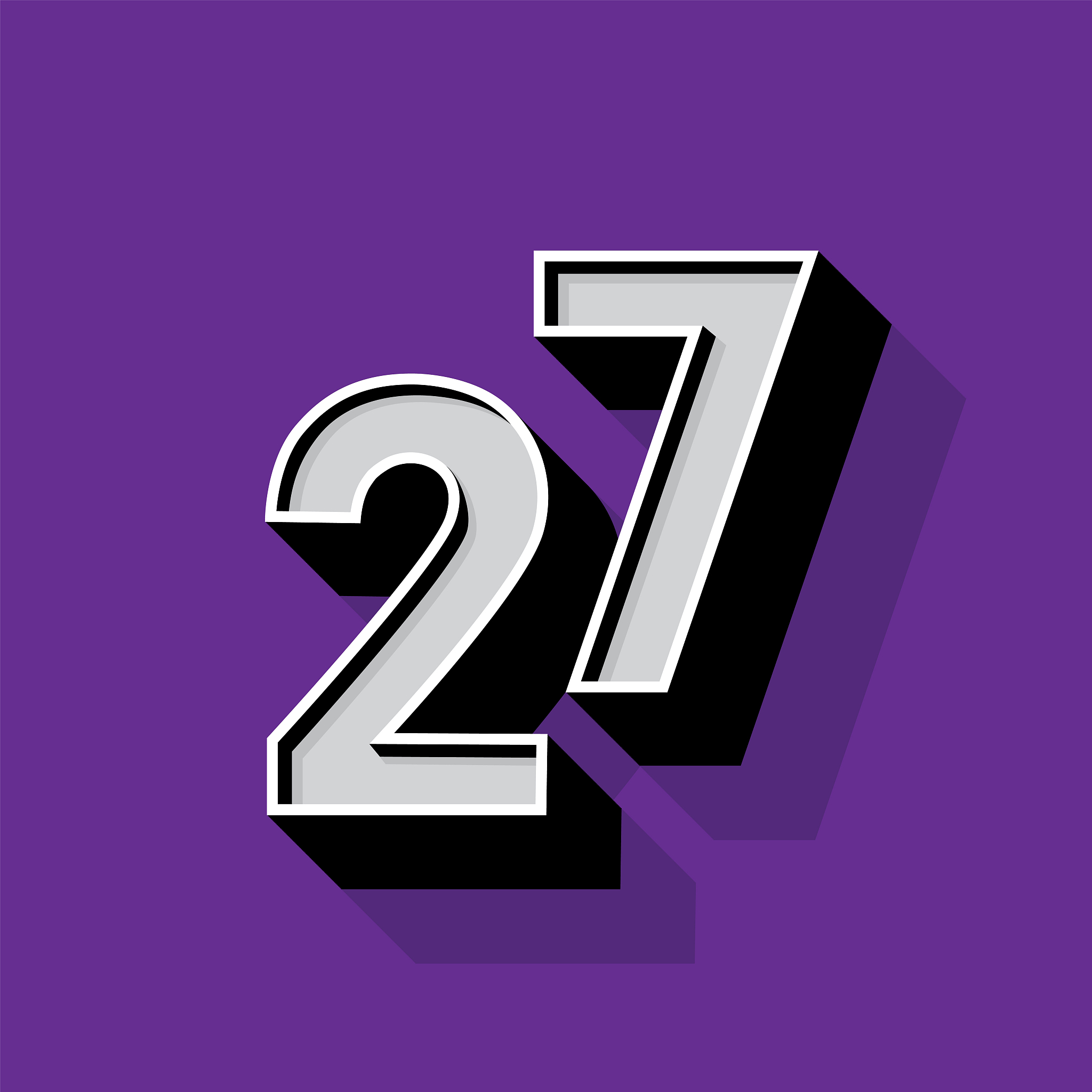 number 27 logo on violet background