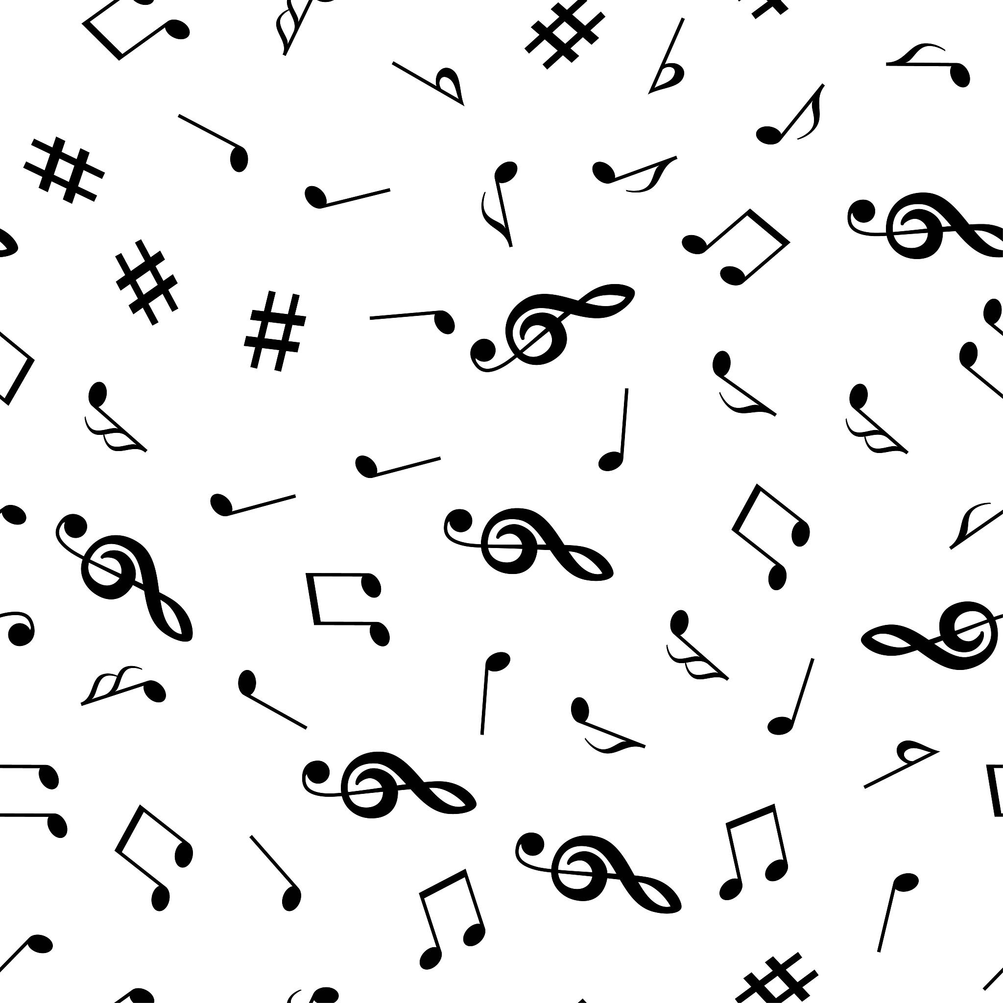 musical notes and treble clef seamless pattern. music background