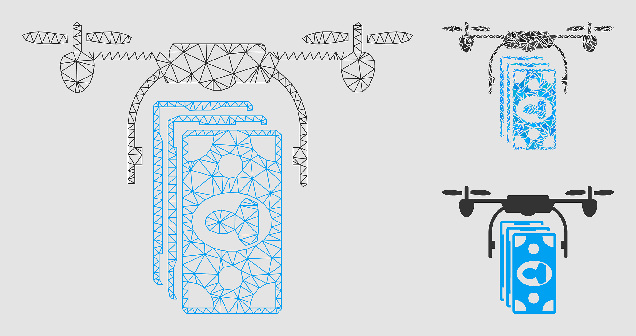 drone banknotes payment mesh wire frame