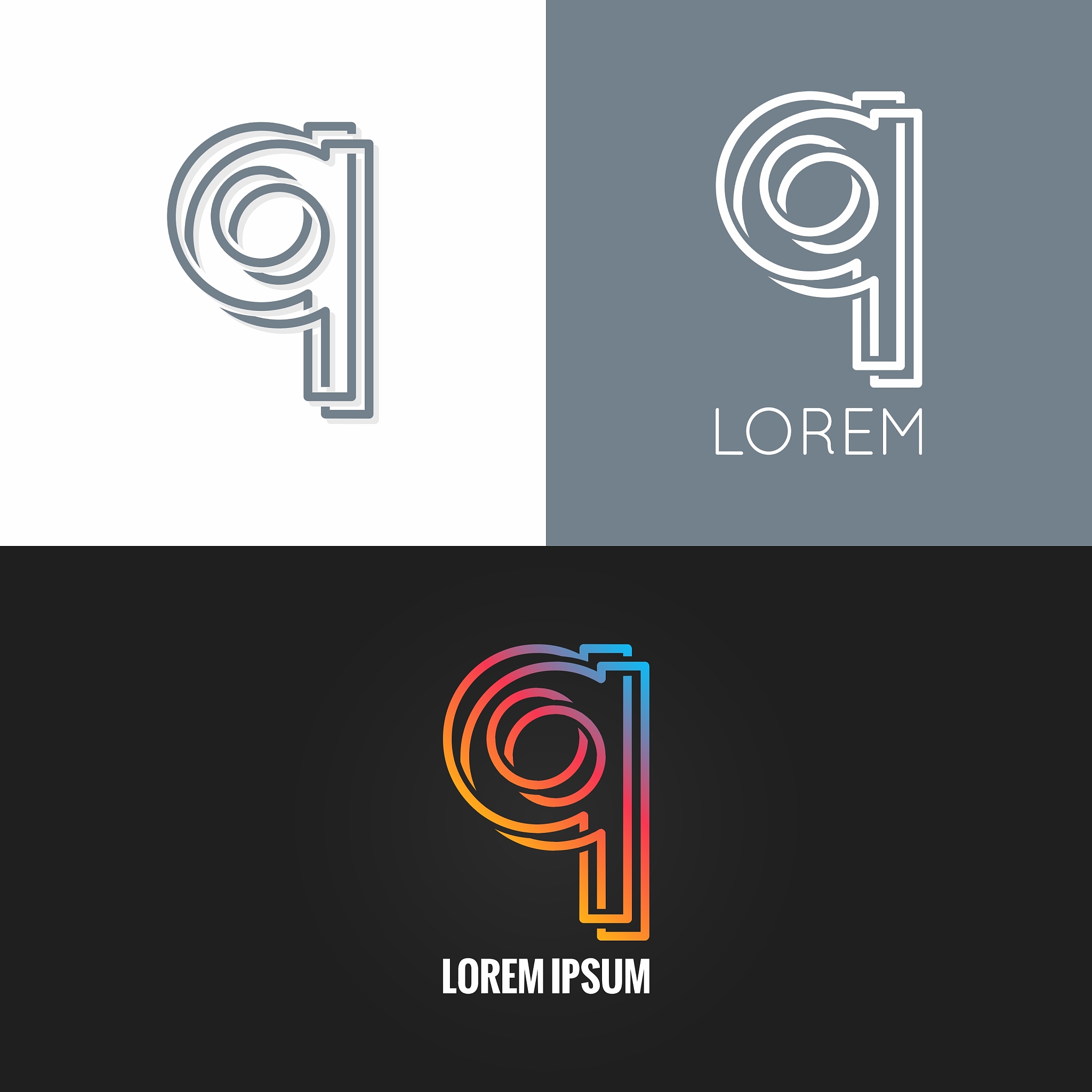 letter q logo alphabet design icon set background