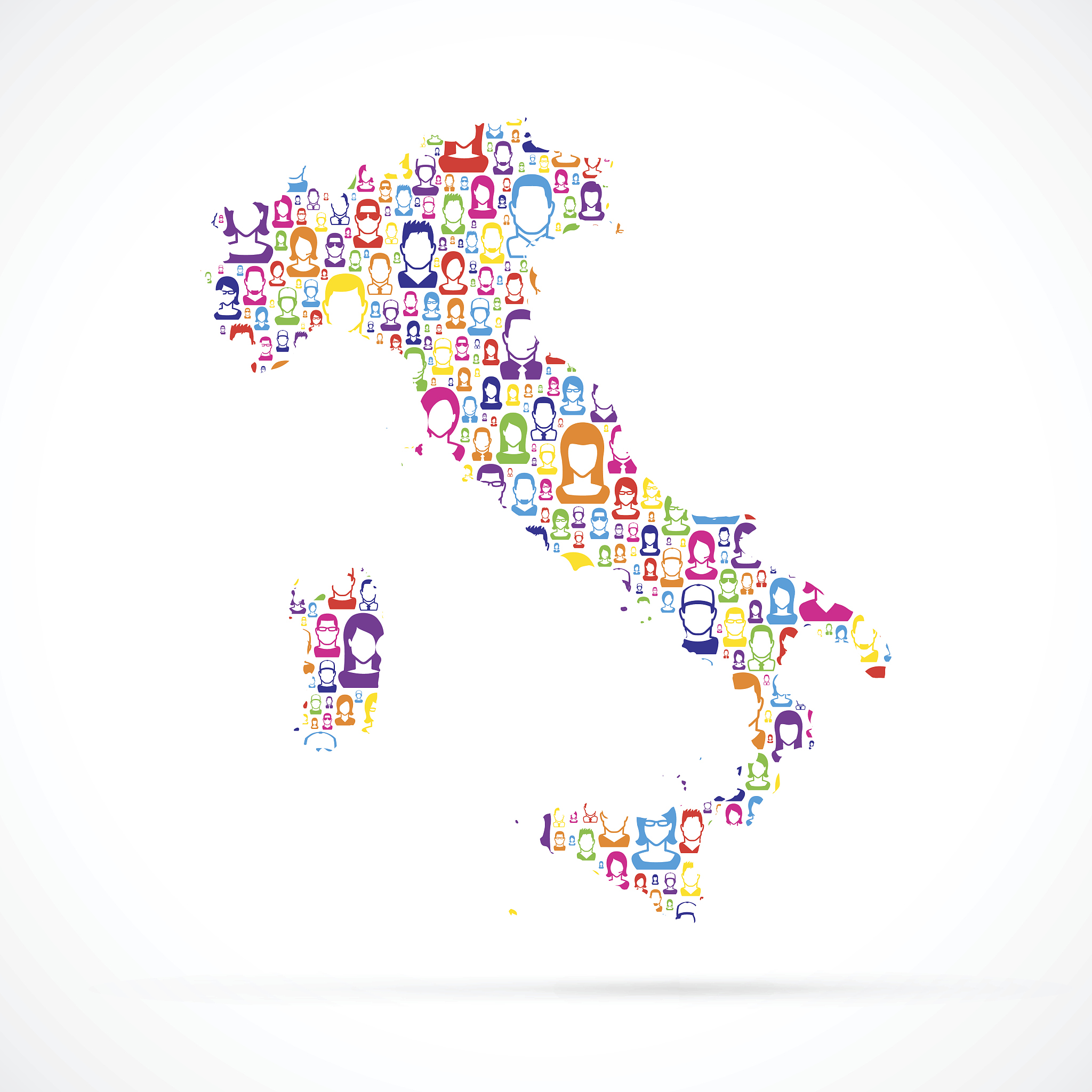 italy map with people