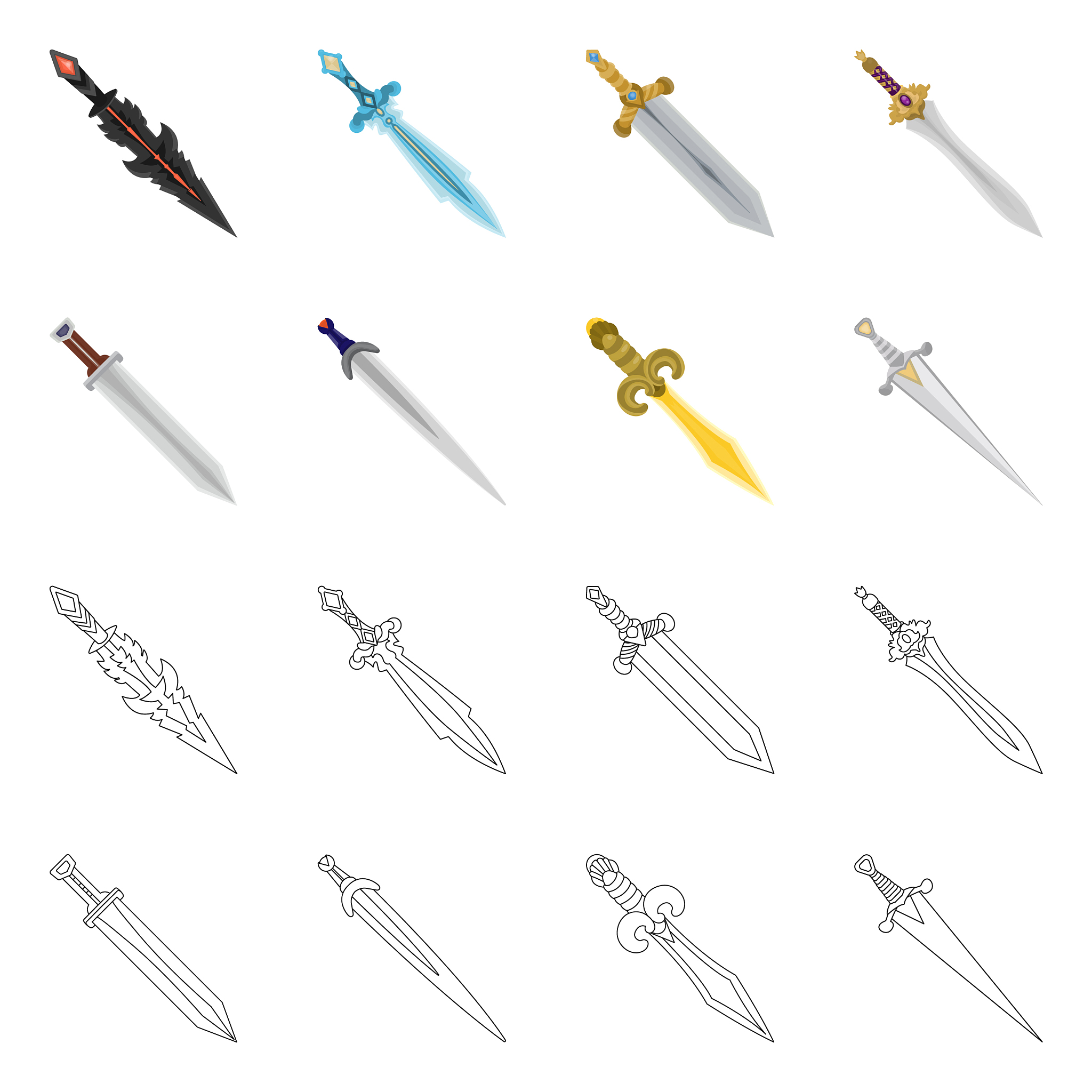 game and armor icon set of