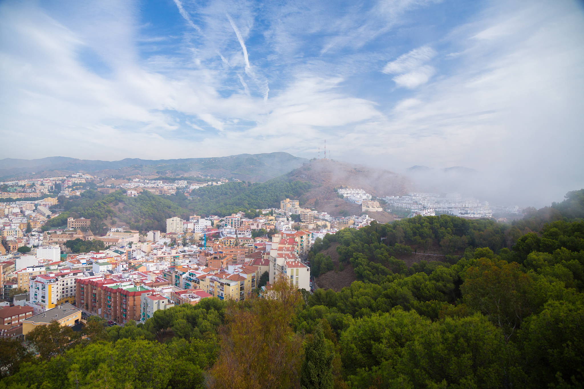 the skyline of malaga in andalucia, spain