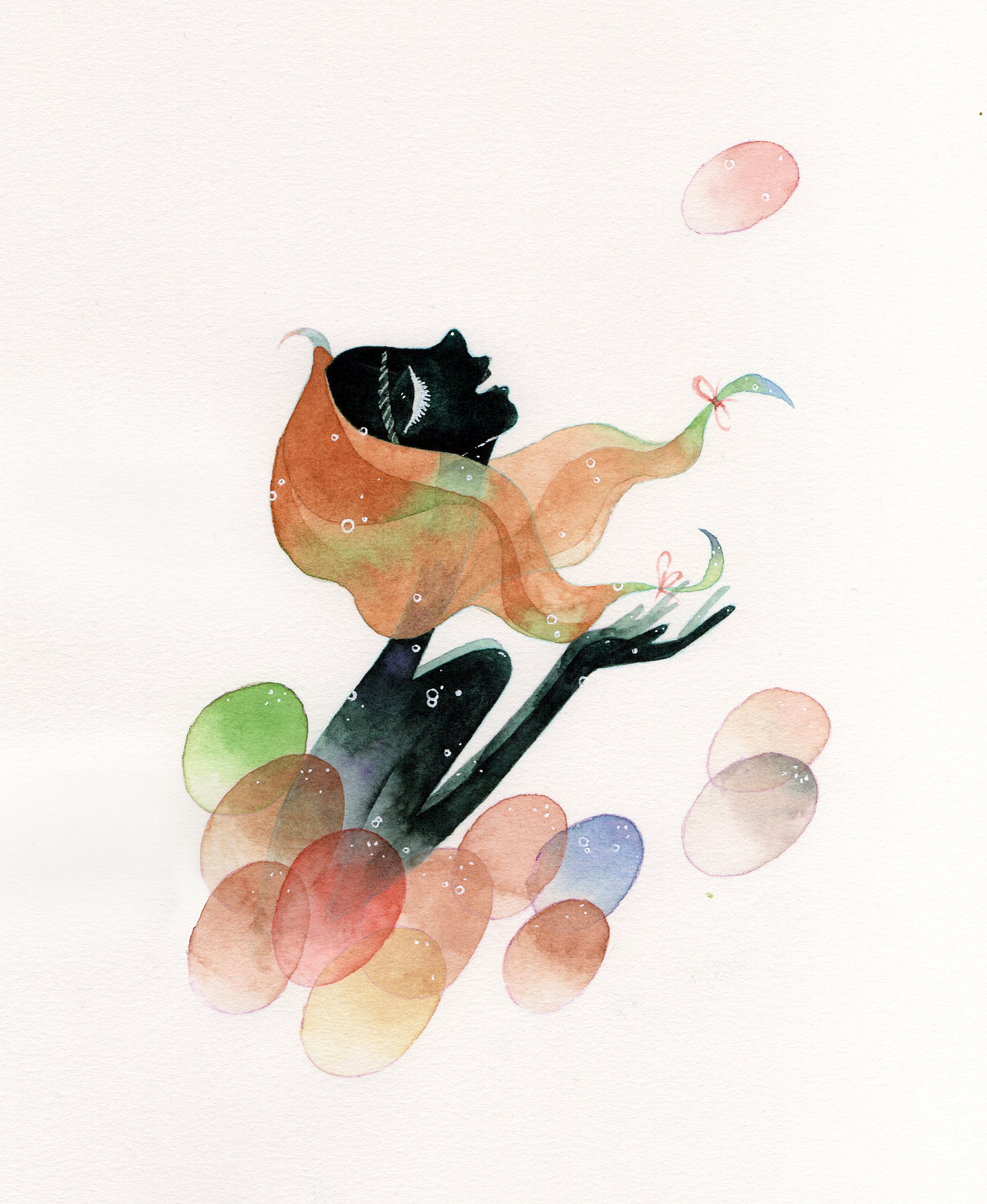 梦幻少女水彩人物插画