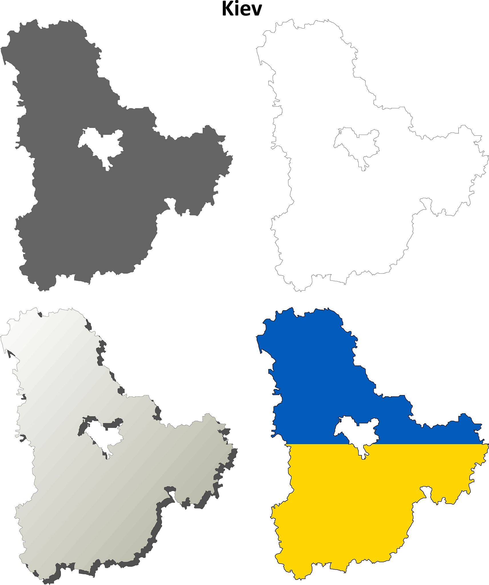 kiev oblast blank outline map set
