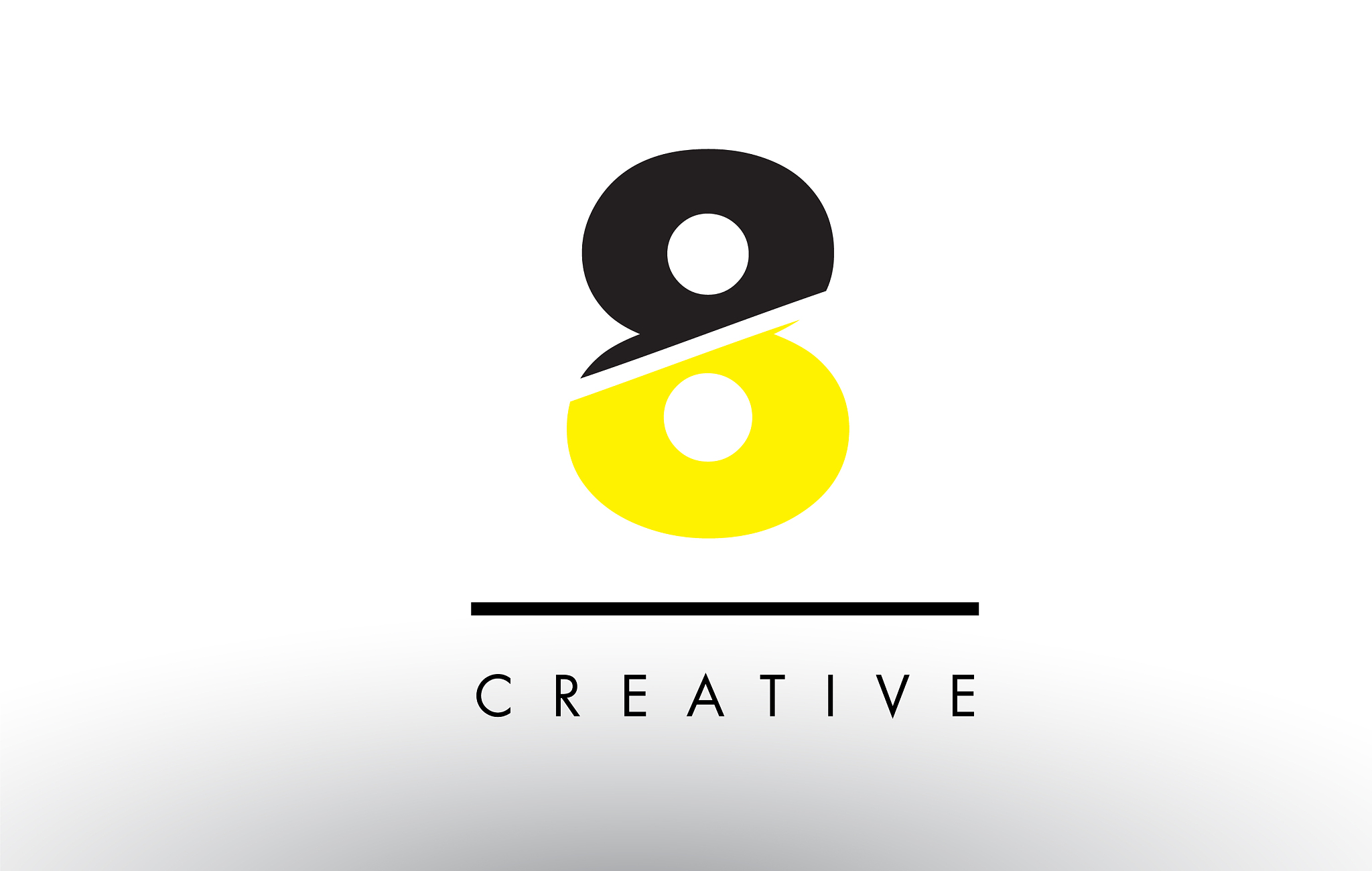 8 black and yellow number logo design
