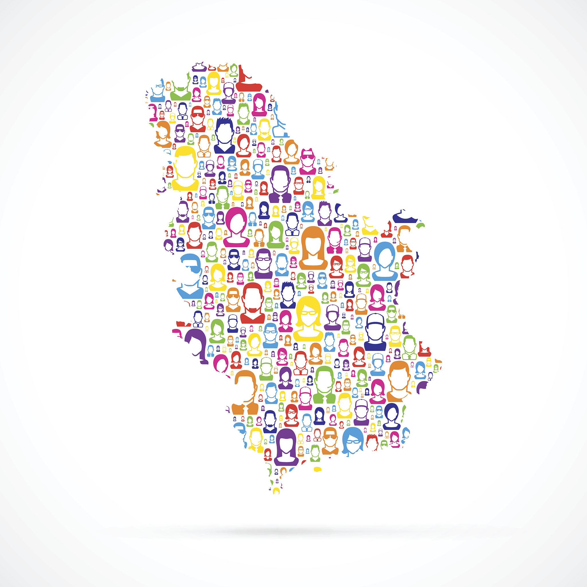 serbia map with people