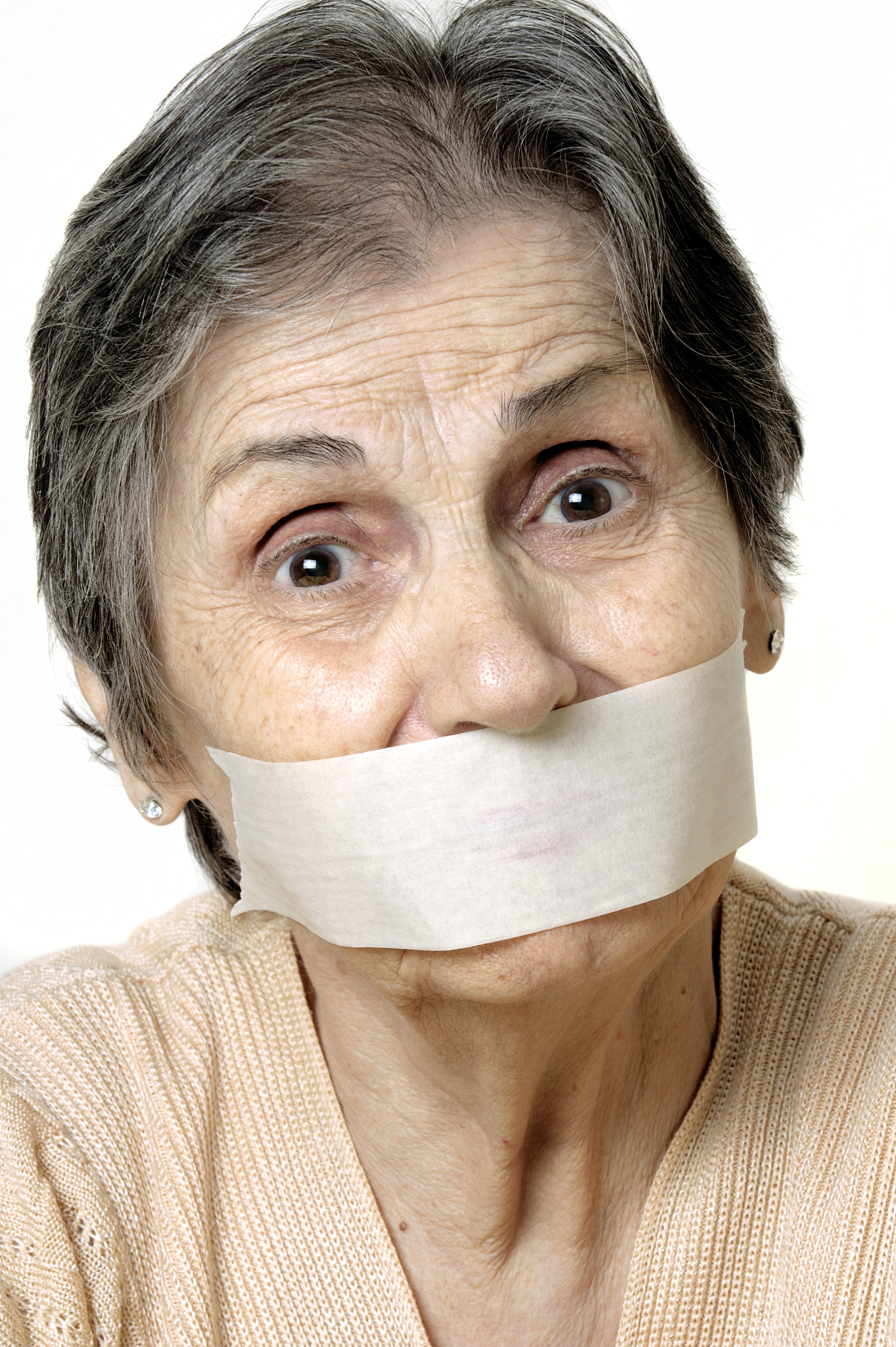 frightened senior woman