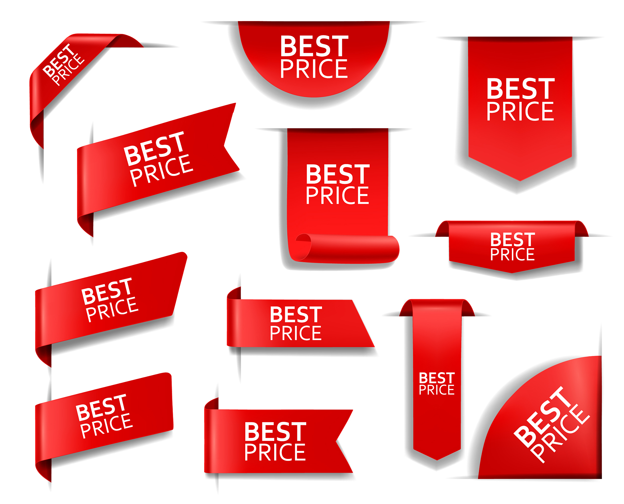 best price red banners labels tags corners