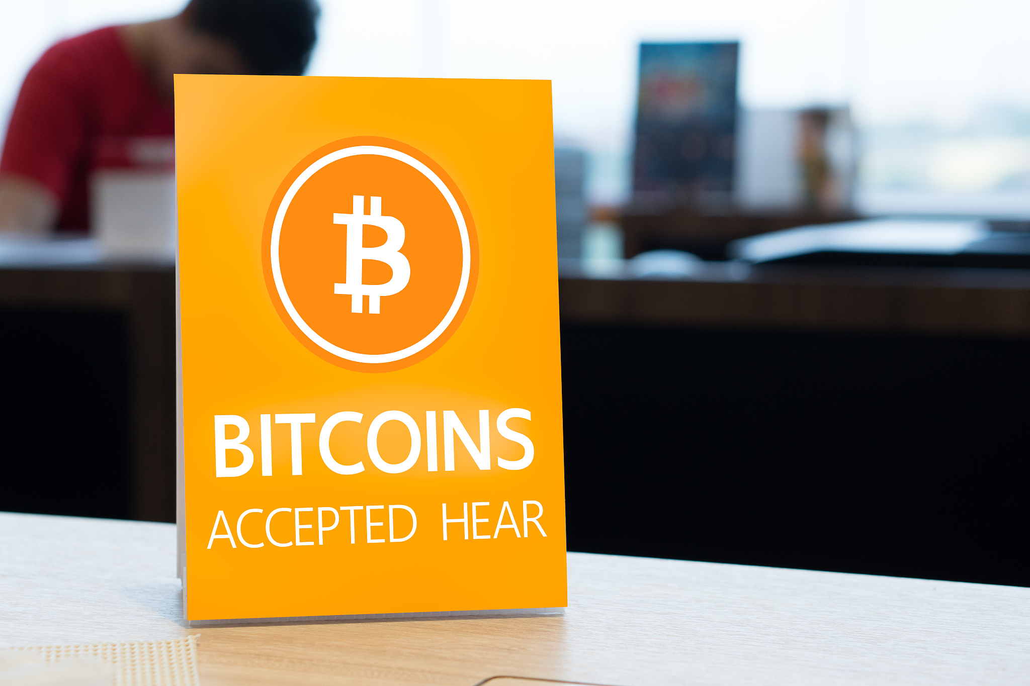 bitcoin virtual money accept sign in the shop