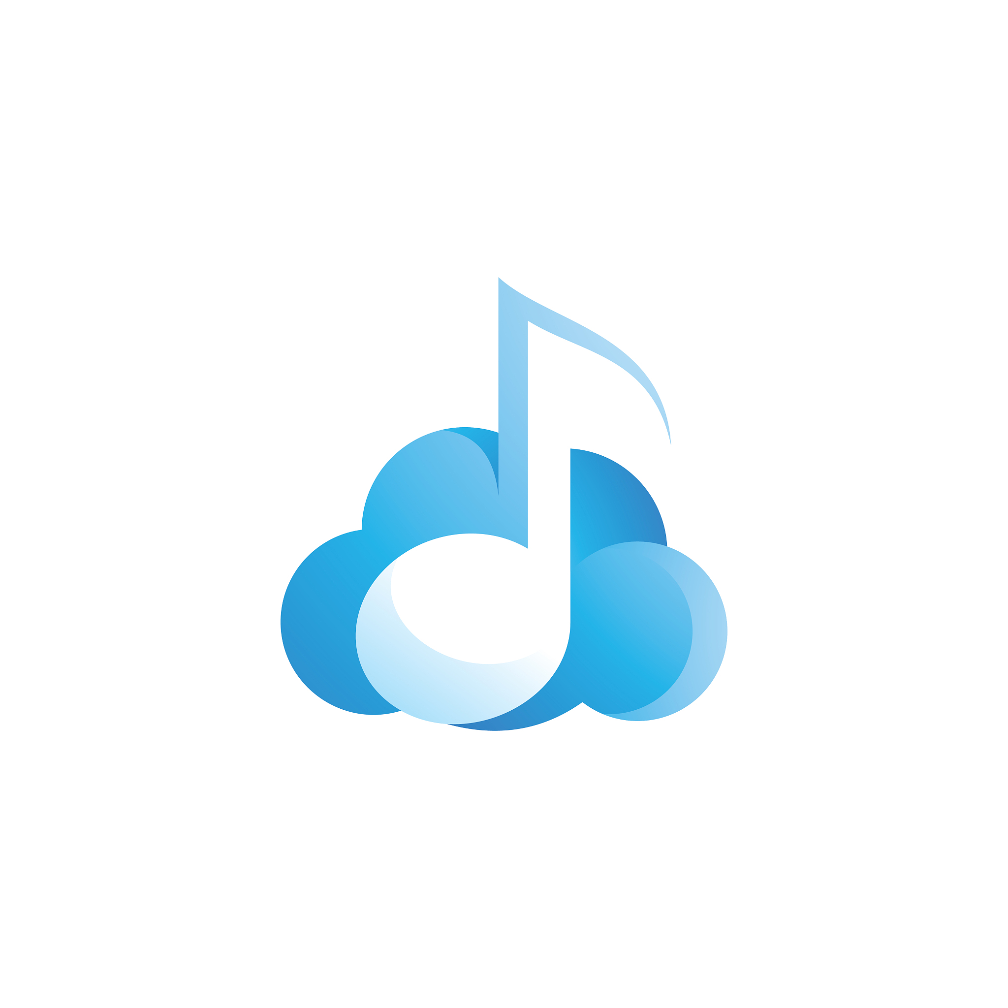 song music tone note and cloud digital logo icon