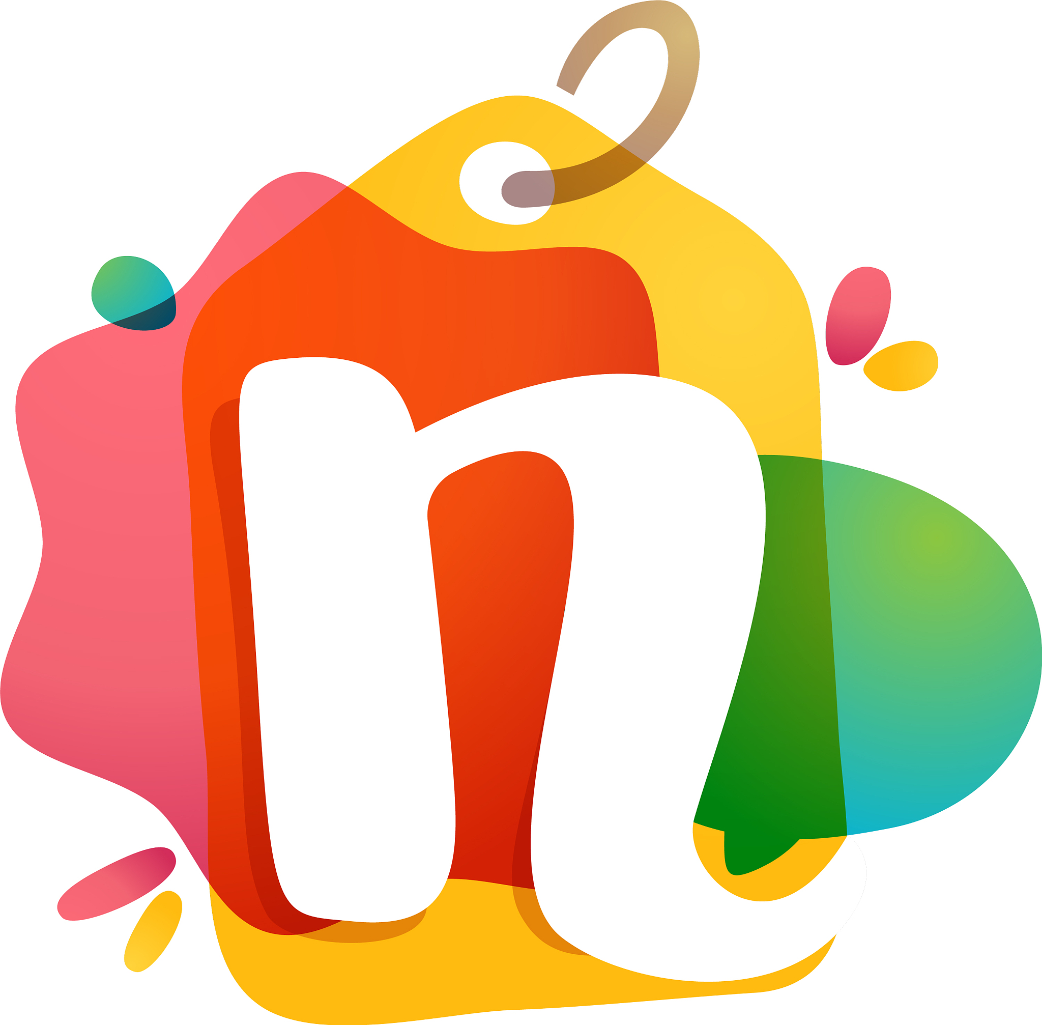 n letter logo with sale tag icon watercolor