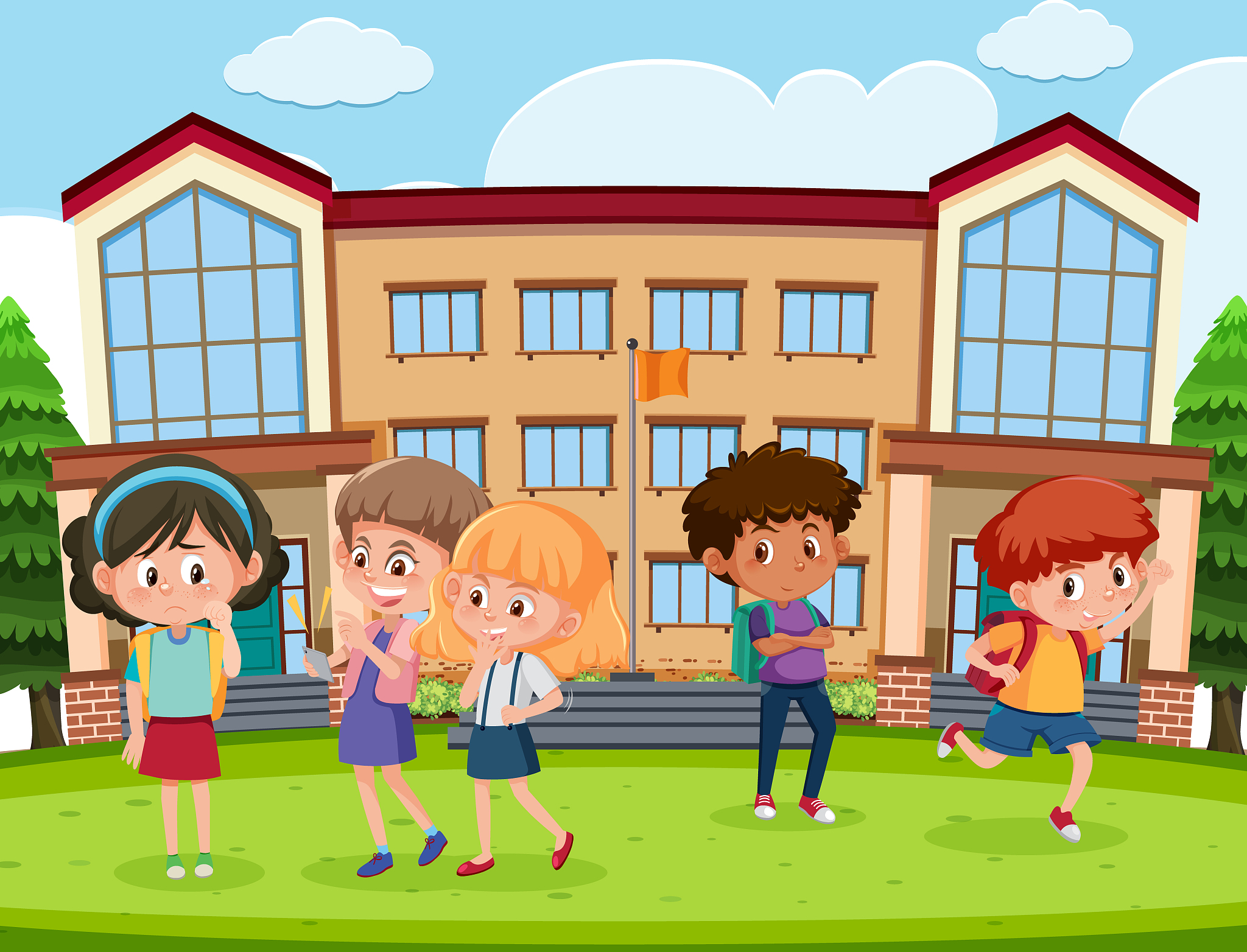 scene with kid bullying their friend at school