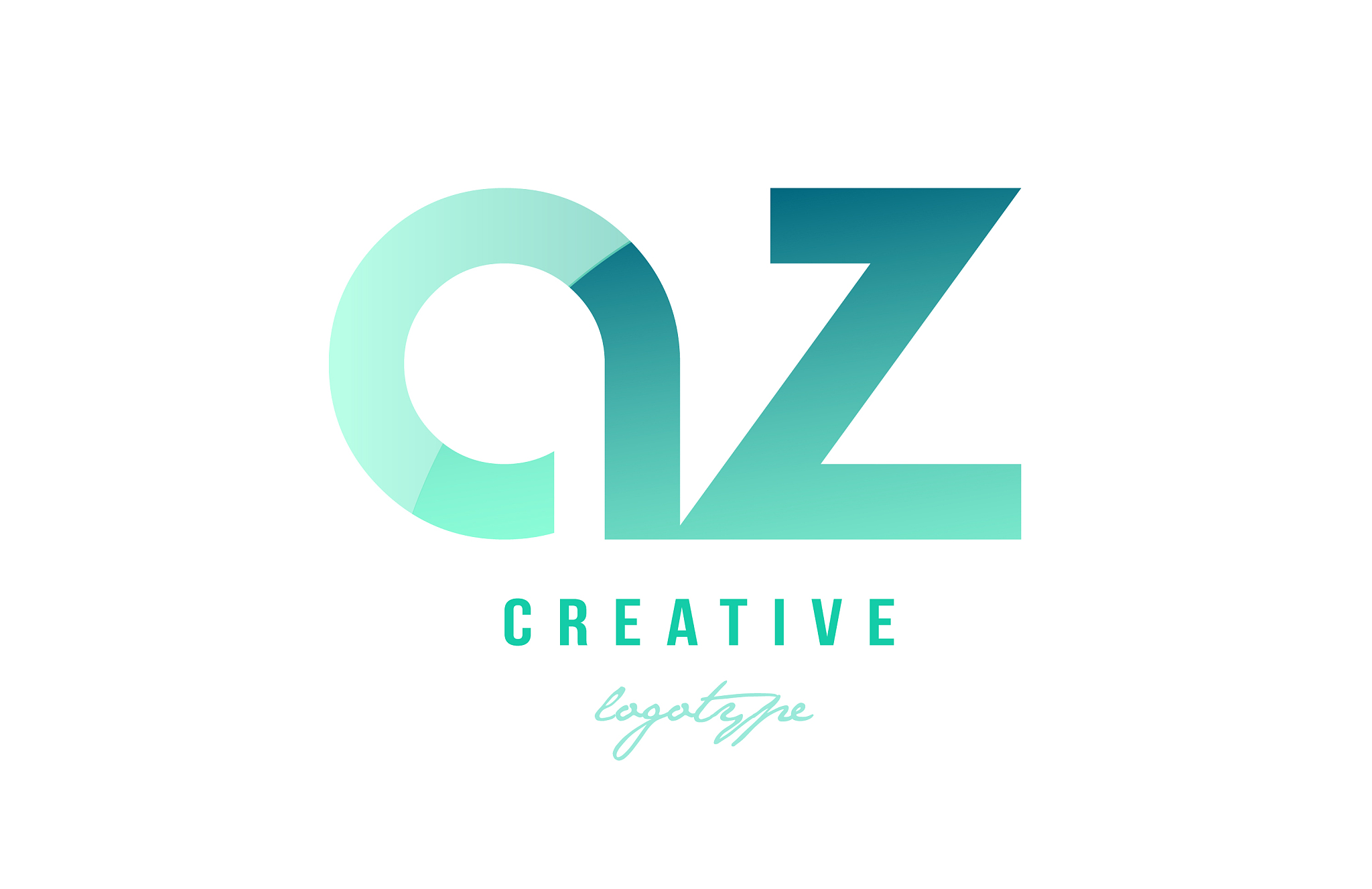 green gradient pastel modern az a z alphabet