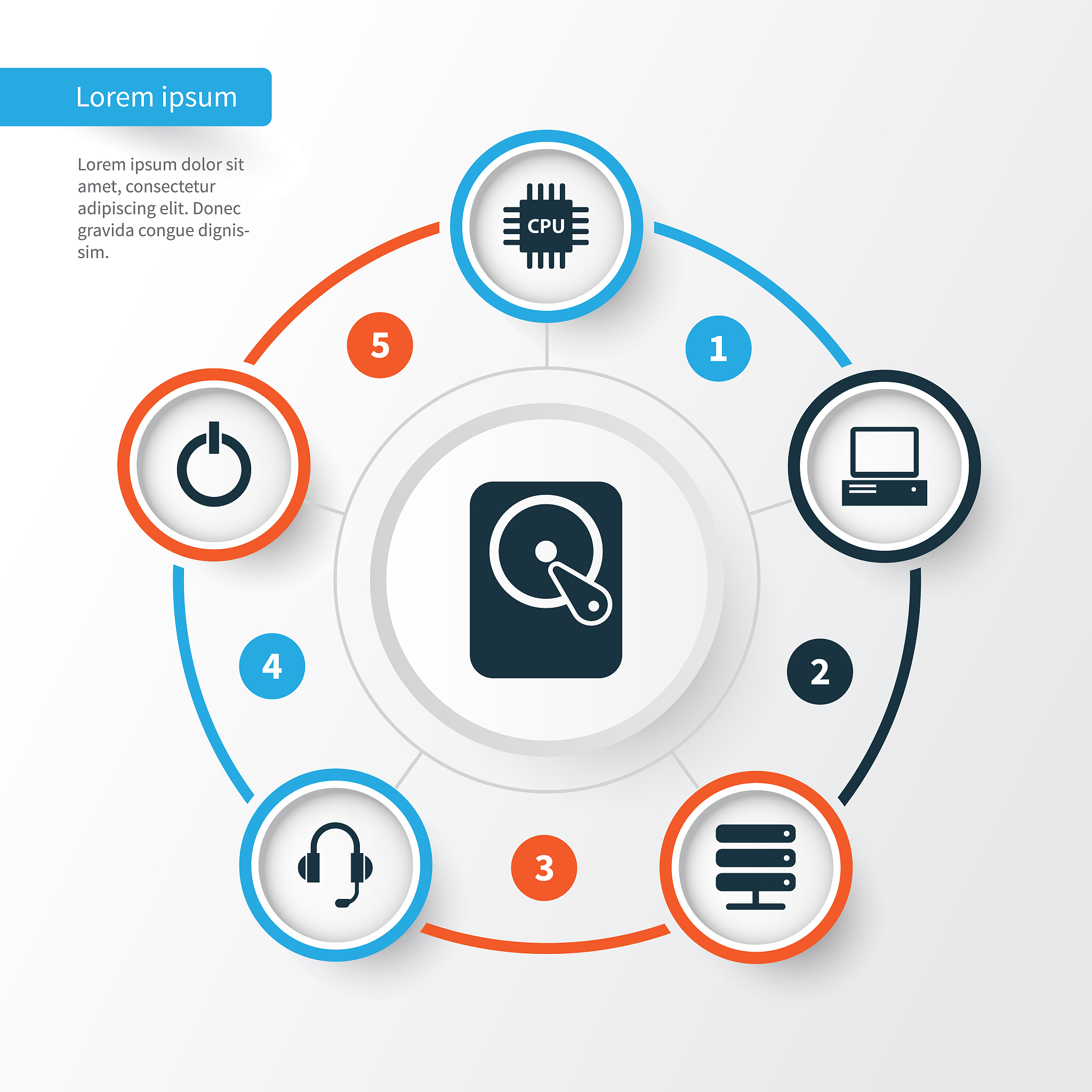 notebook icons set collection of database power