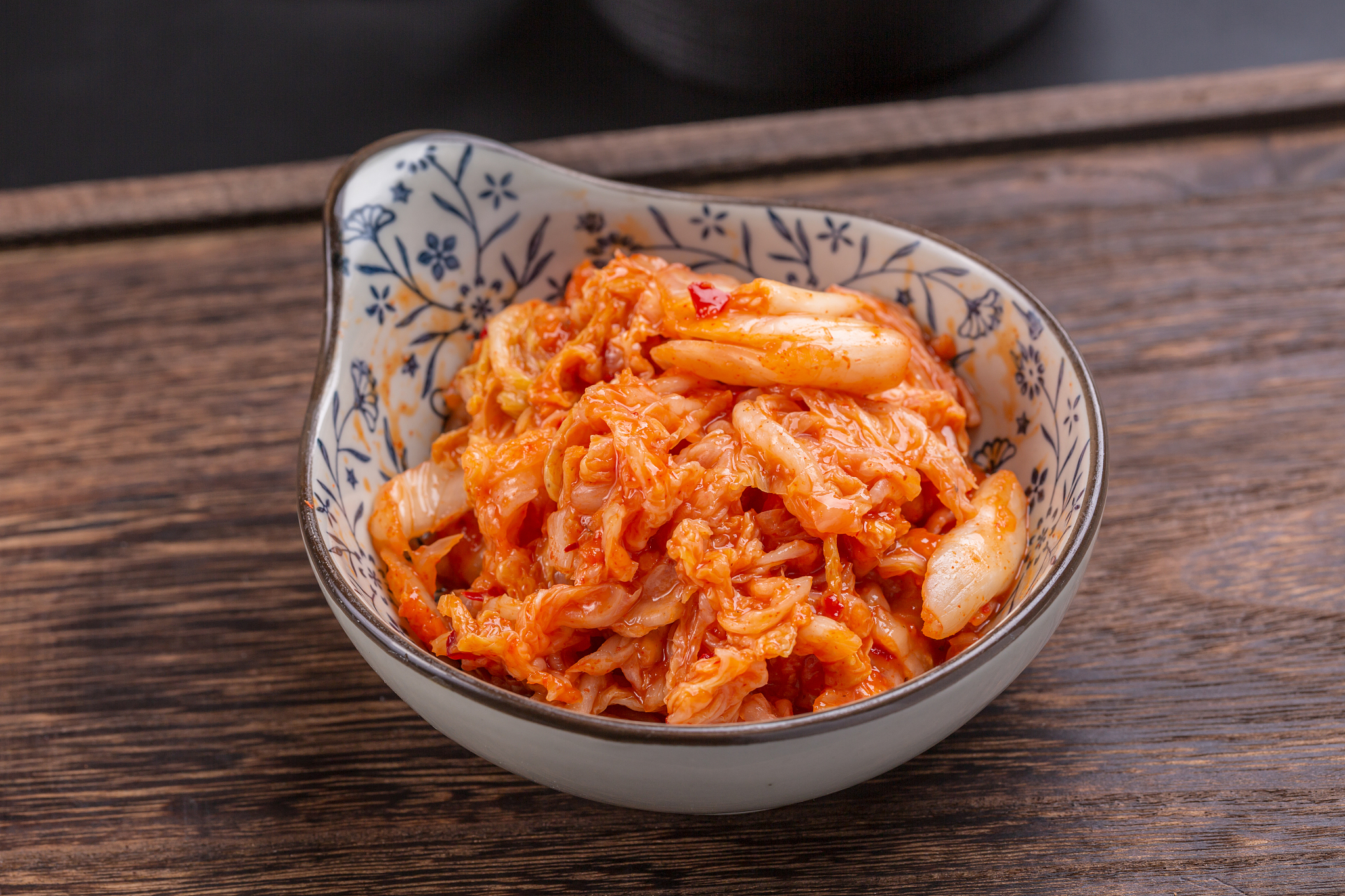 kimchi on wooden table, korean