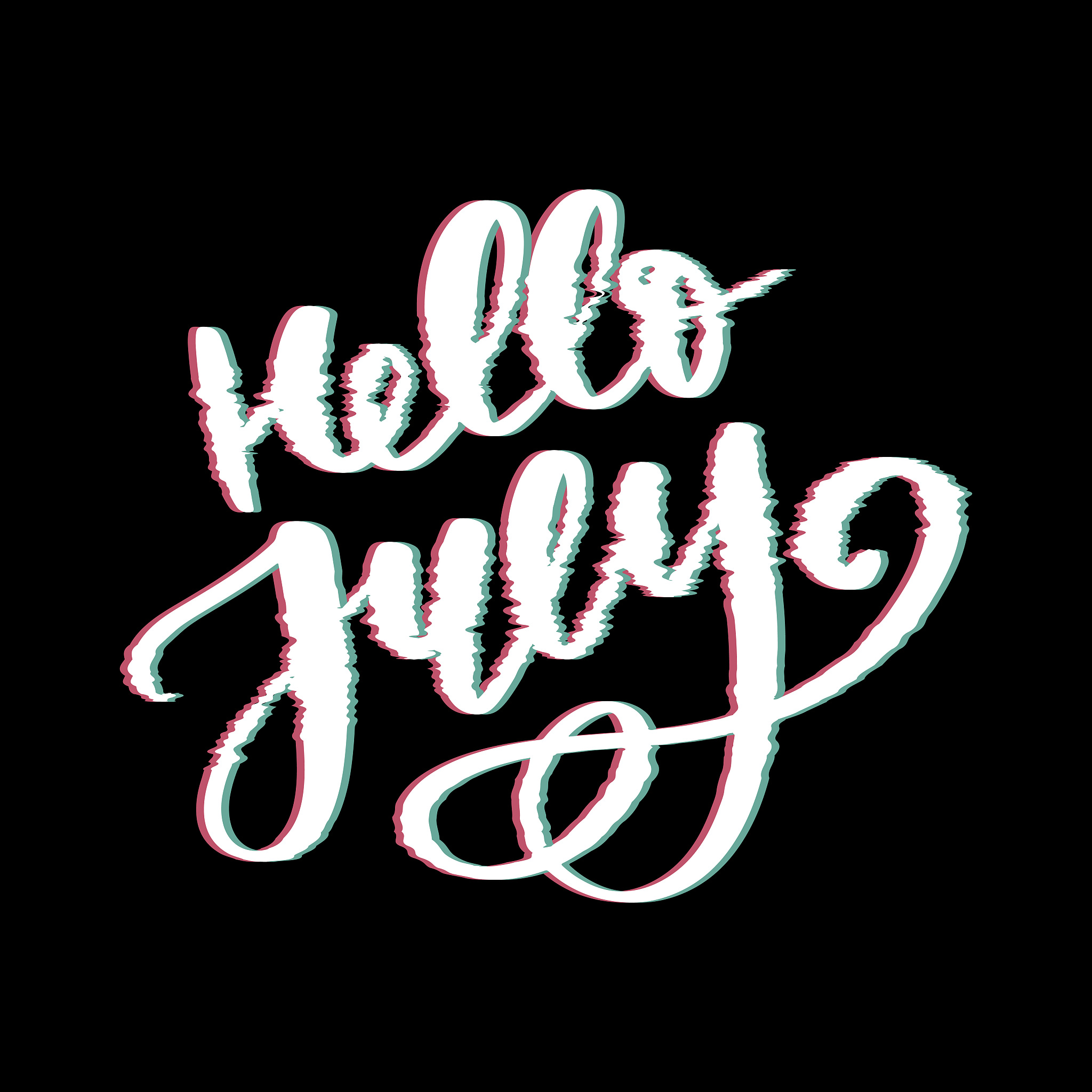 hello july lettering print. summer minimalistic illustration. is