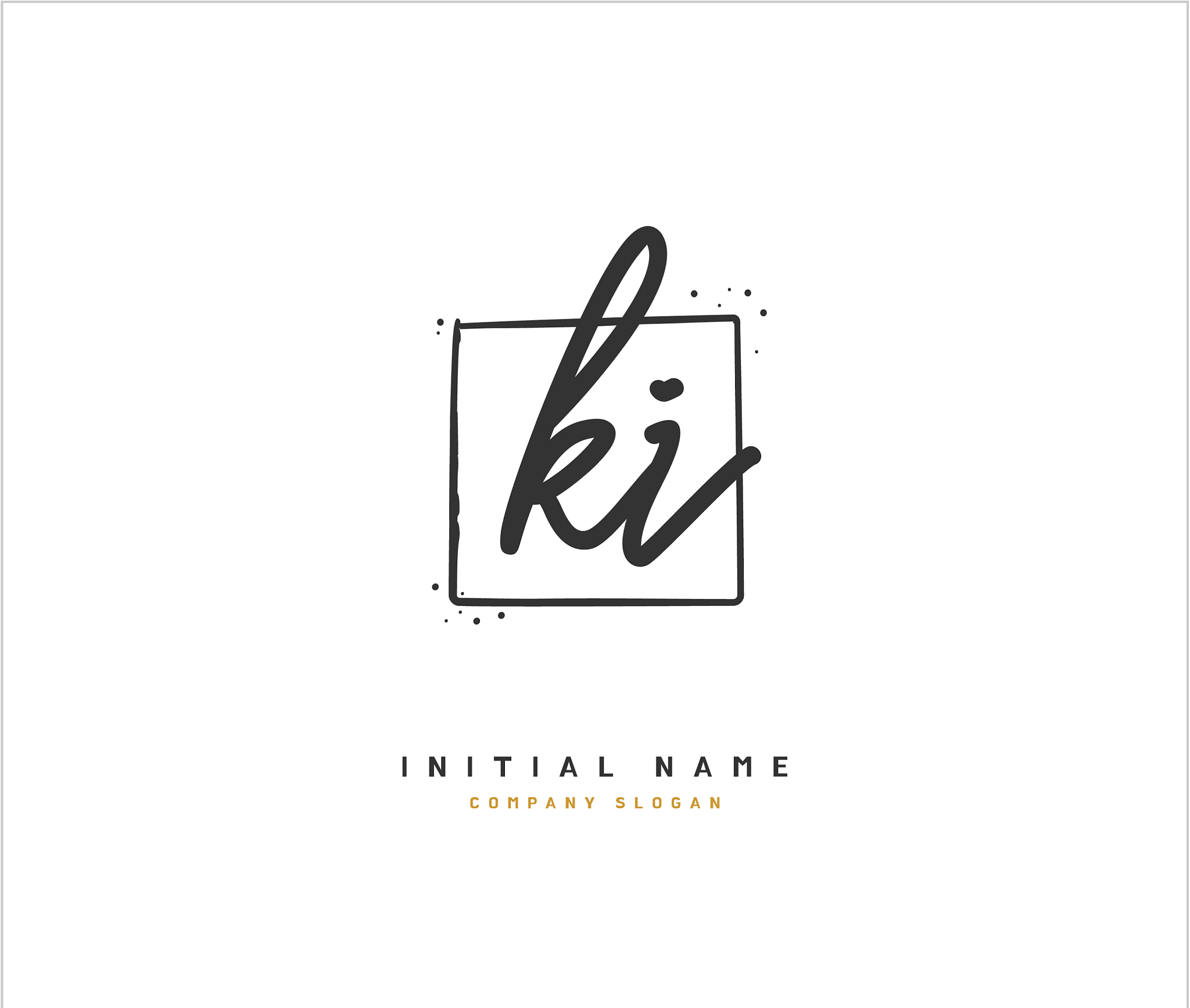 k i ki beauty initial logo handwriting logo of