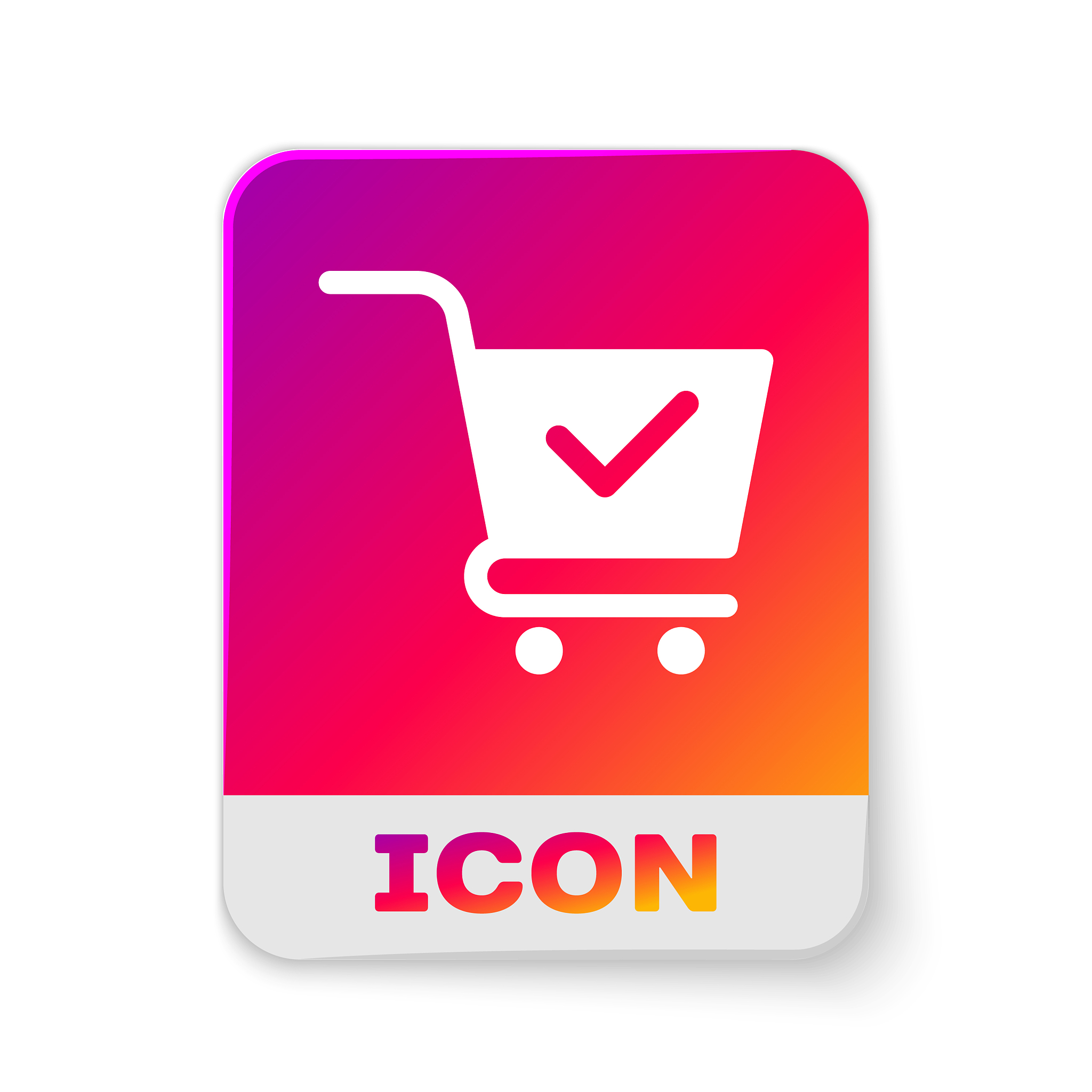 white shopping cart with check mark icon isolated