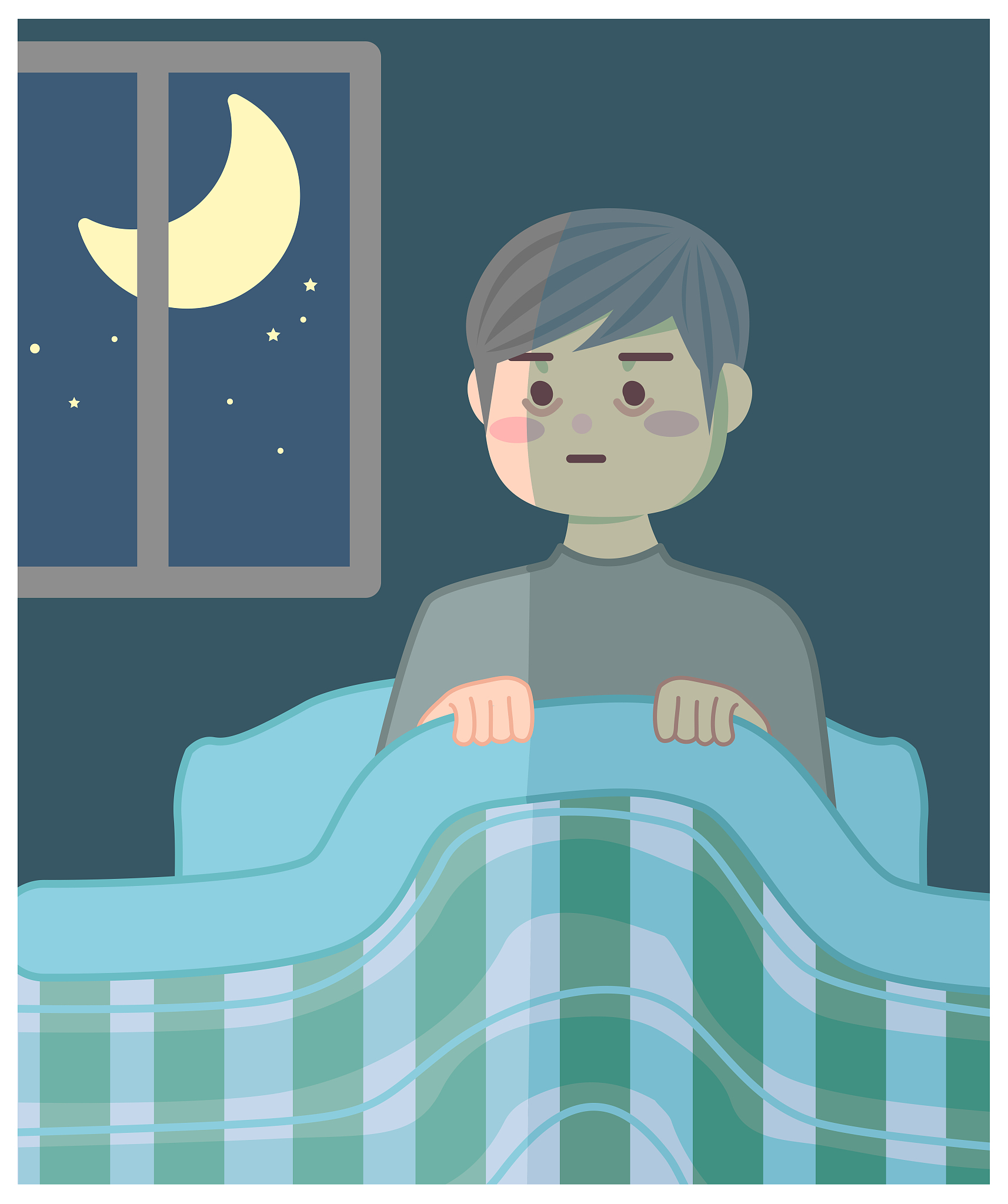 sleepless man even in bed.