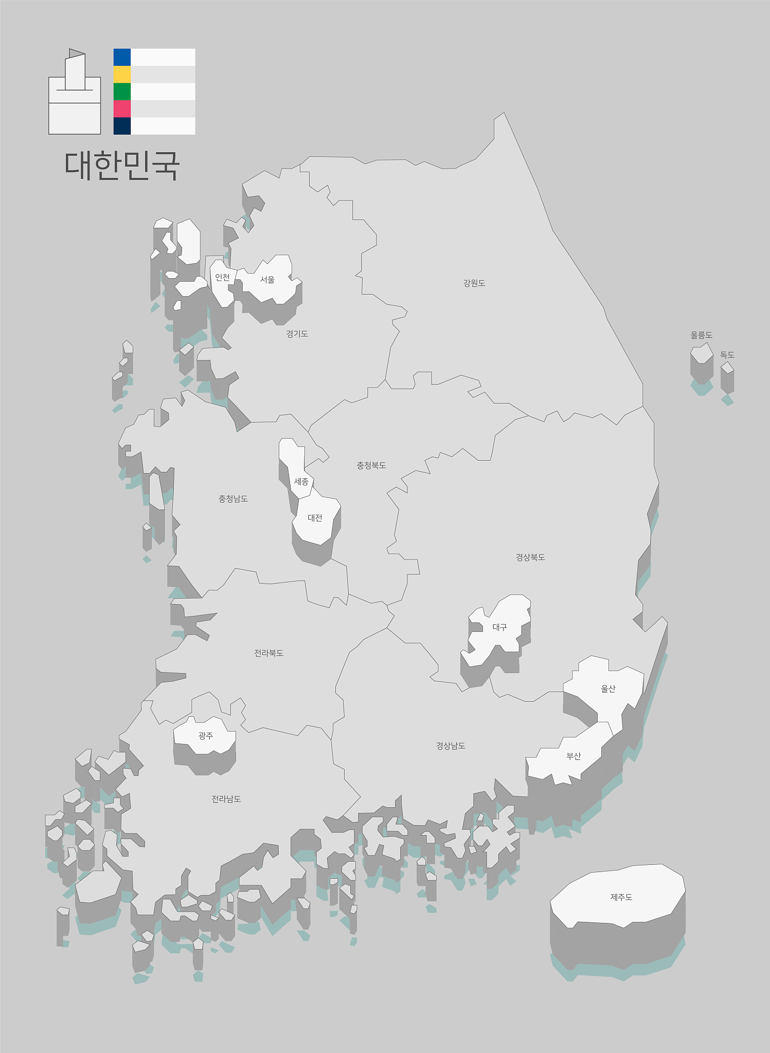 local map of south korea line vector illustration 027