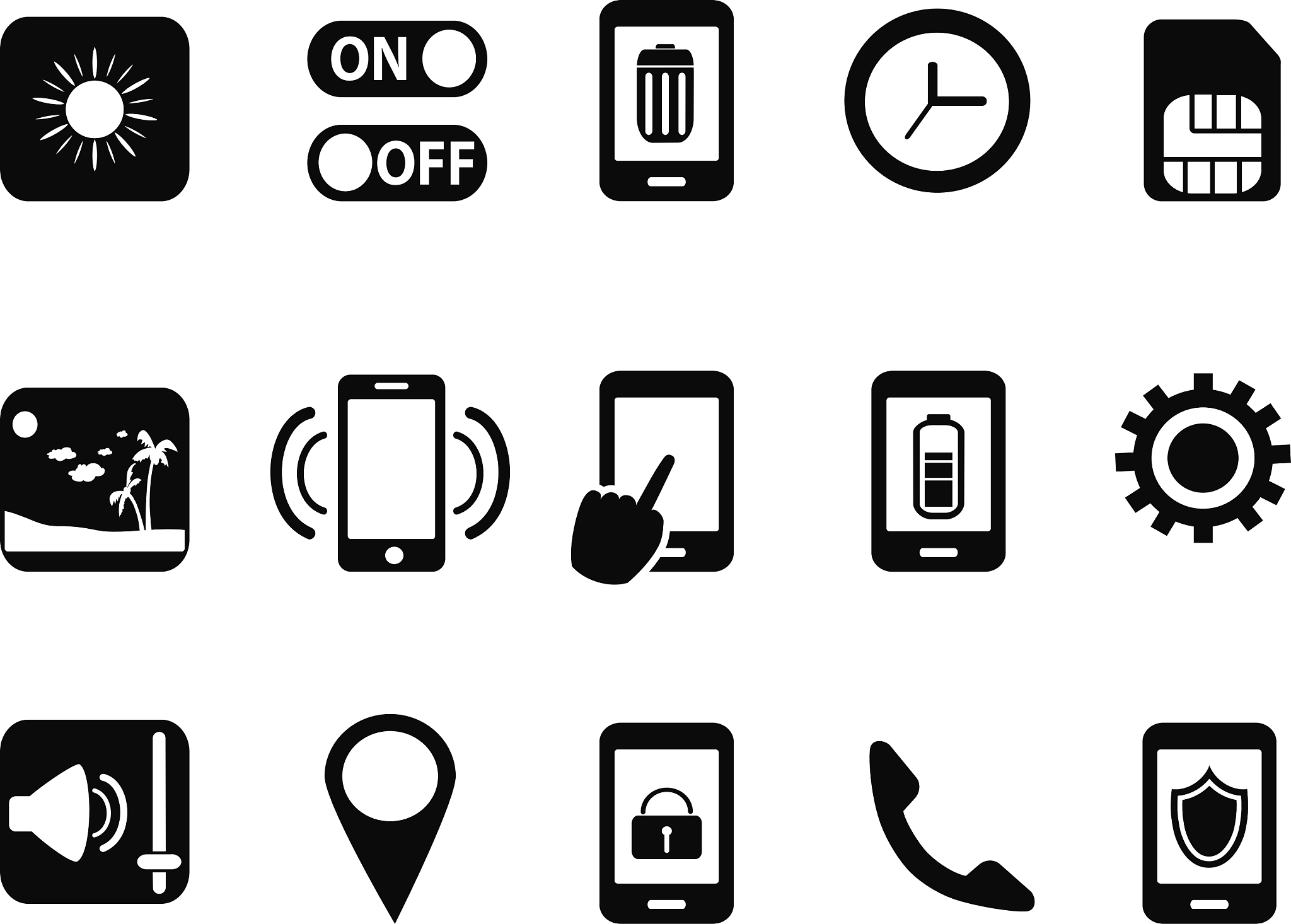 mobile setting icons set