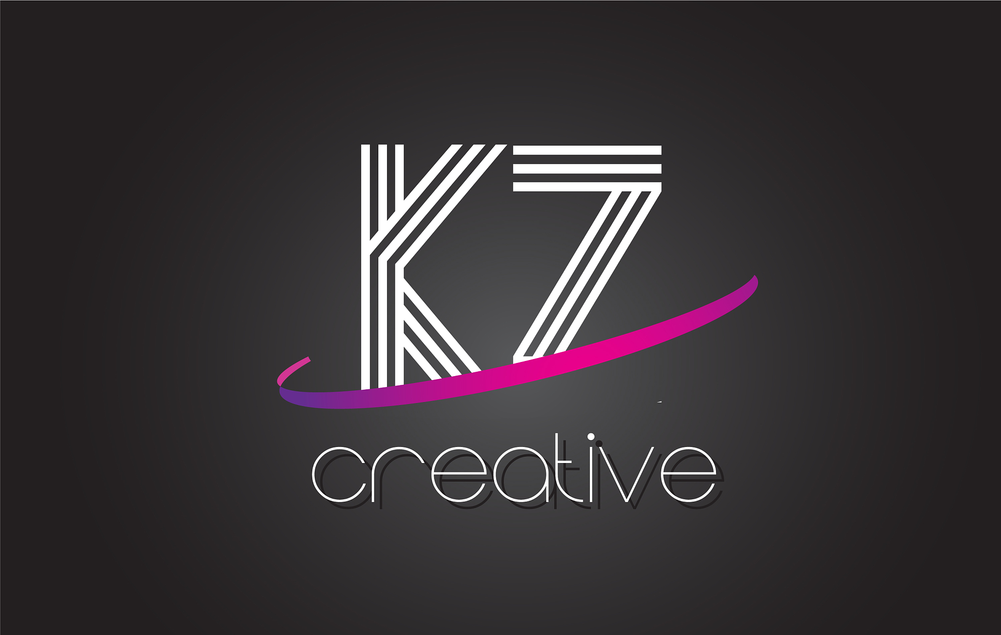 kz k z letter logo with lines design and purple