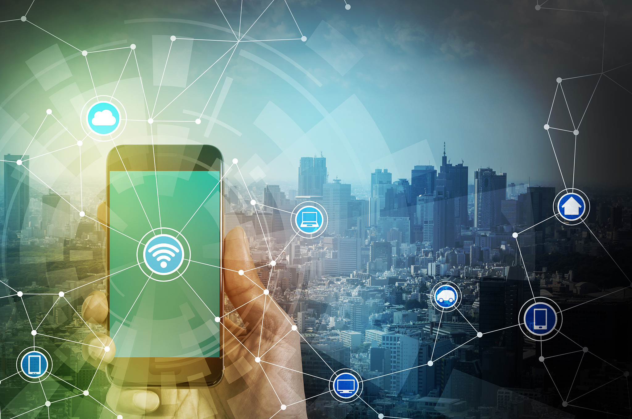 smart phone and smart city, wireless communication network