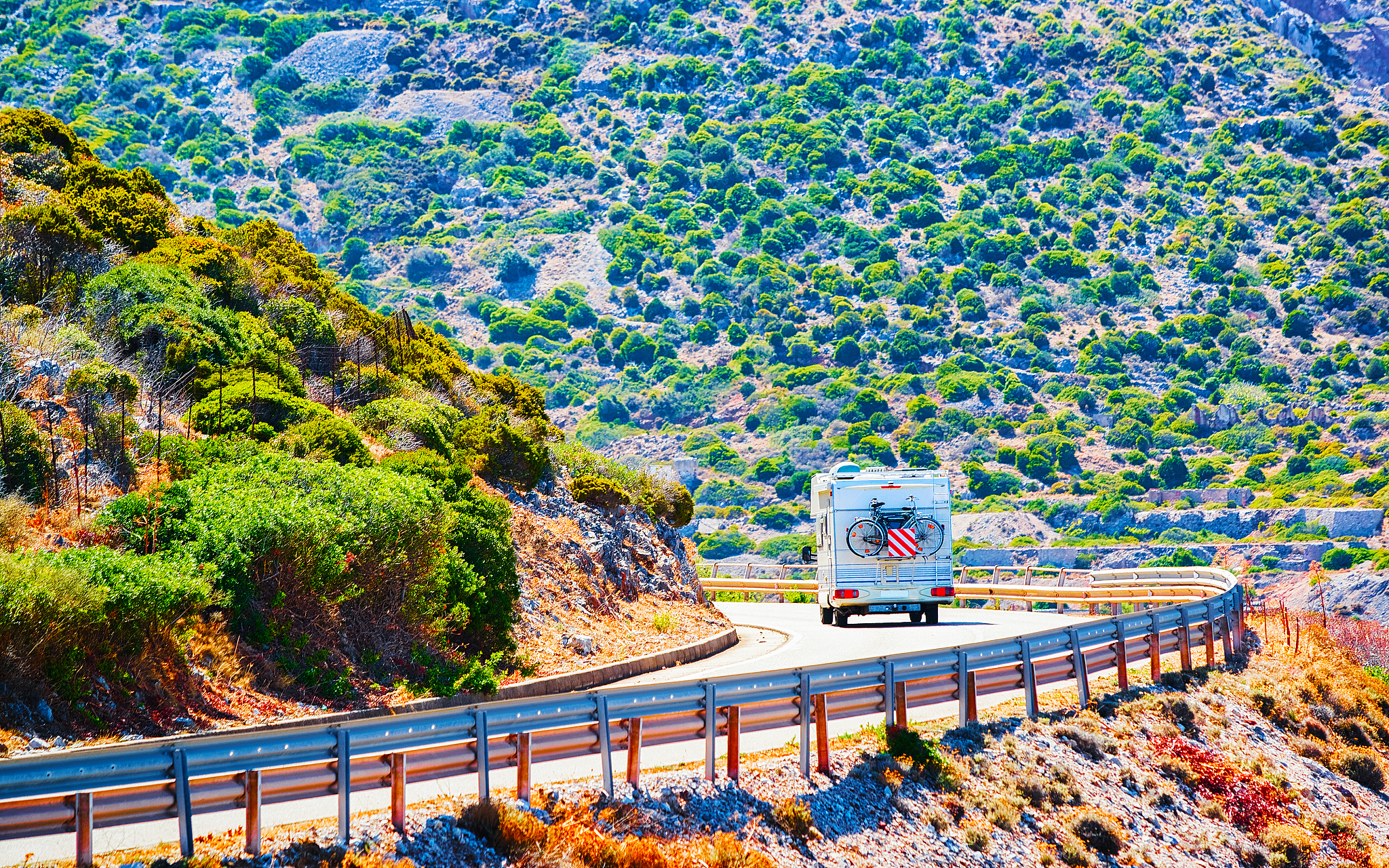 caravan on road at buggerru in carbonia iglesias sardinia