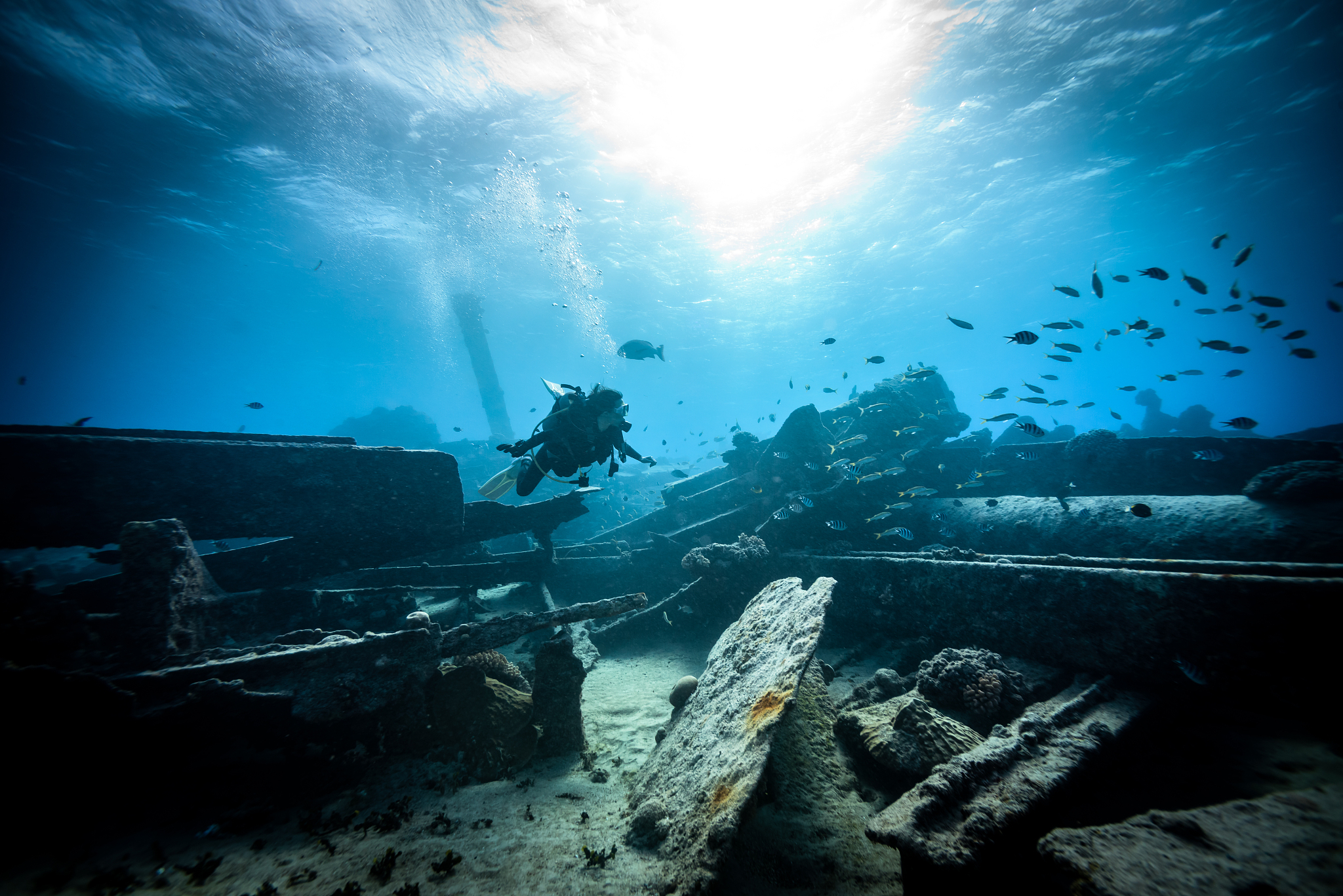 underwater scuba diving girl