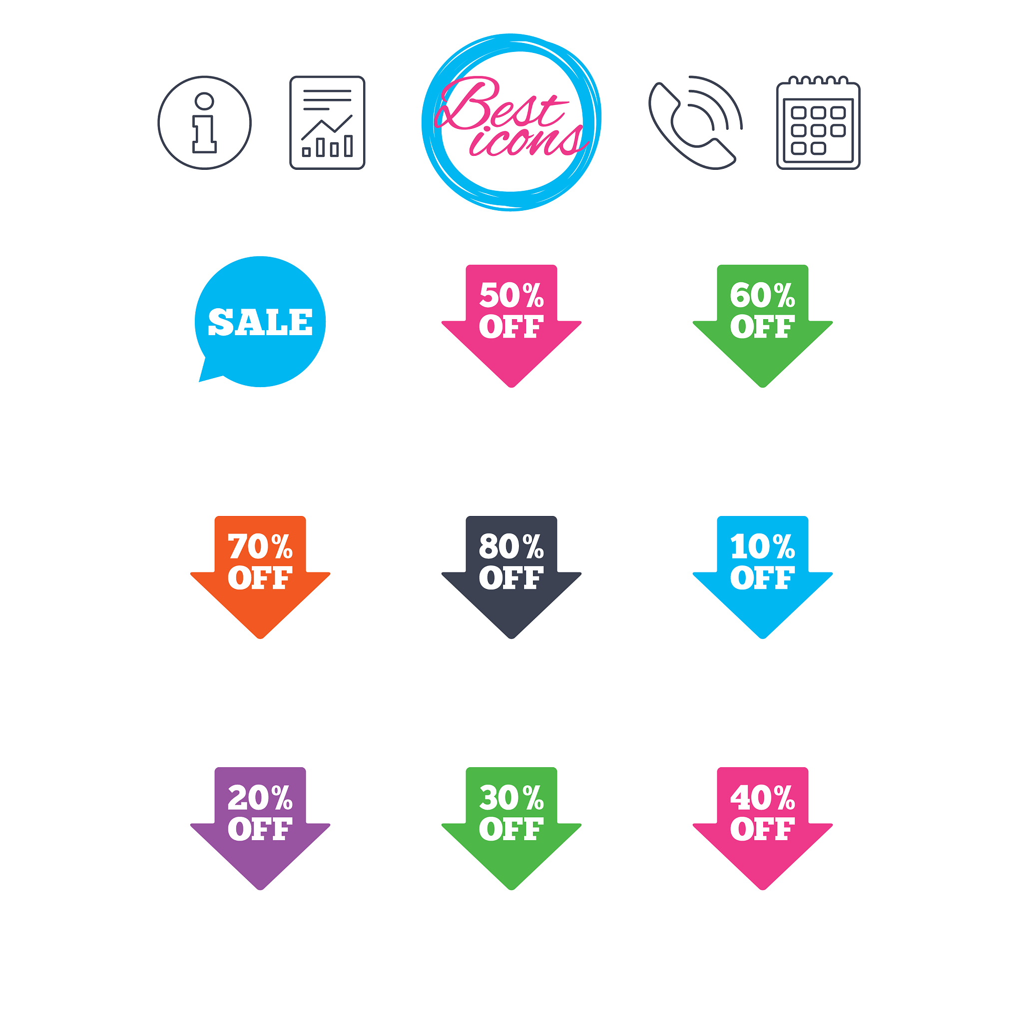 sale discounts icons special offer signs