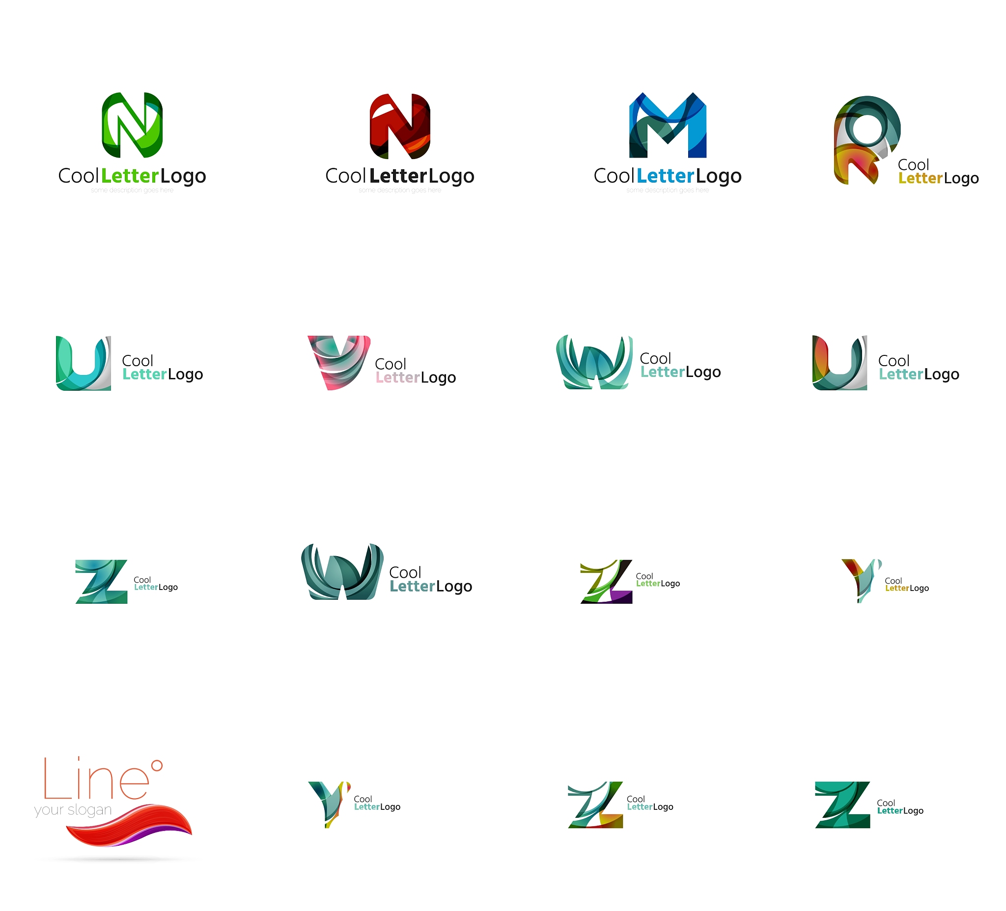 set of universal company logo ideas business icon