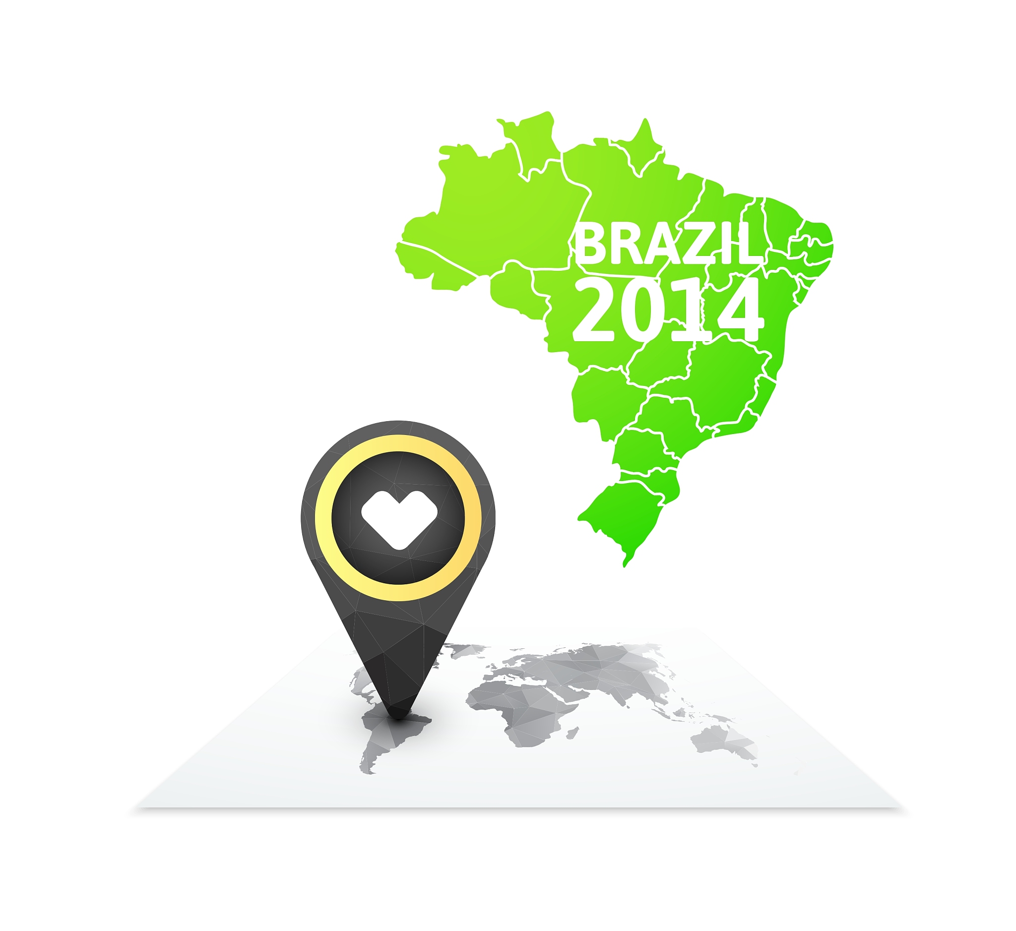 world map with a marker on brazil