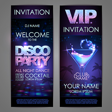 set of disco background banners cocktail disco