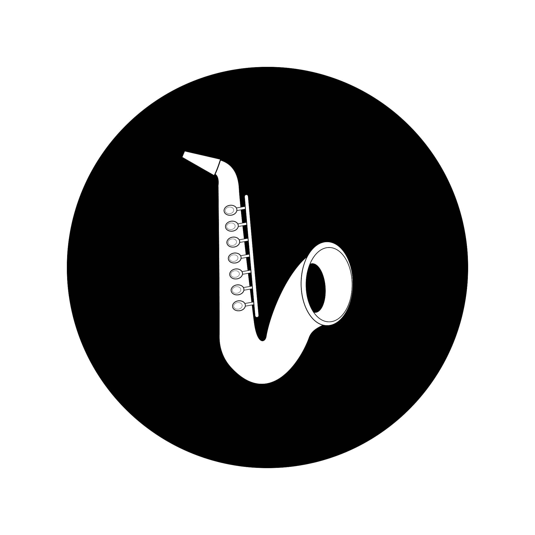 saxophone icon. vector illustration on black circle