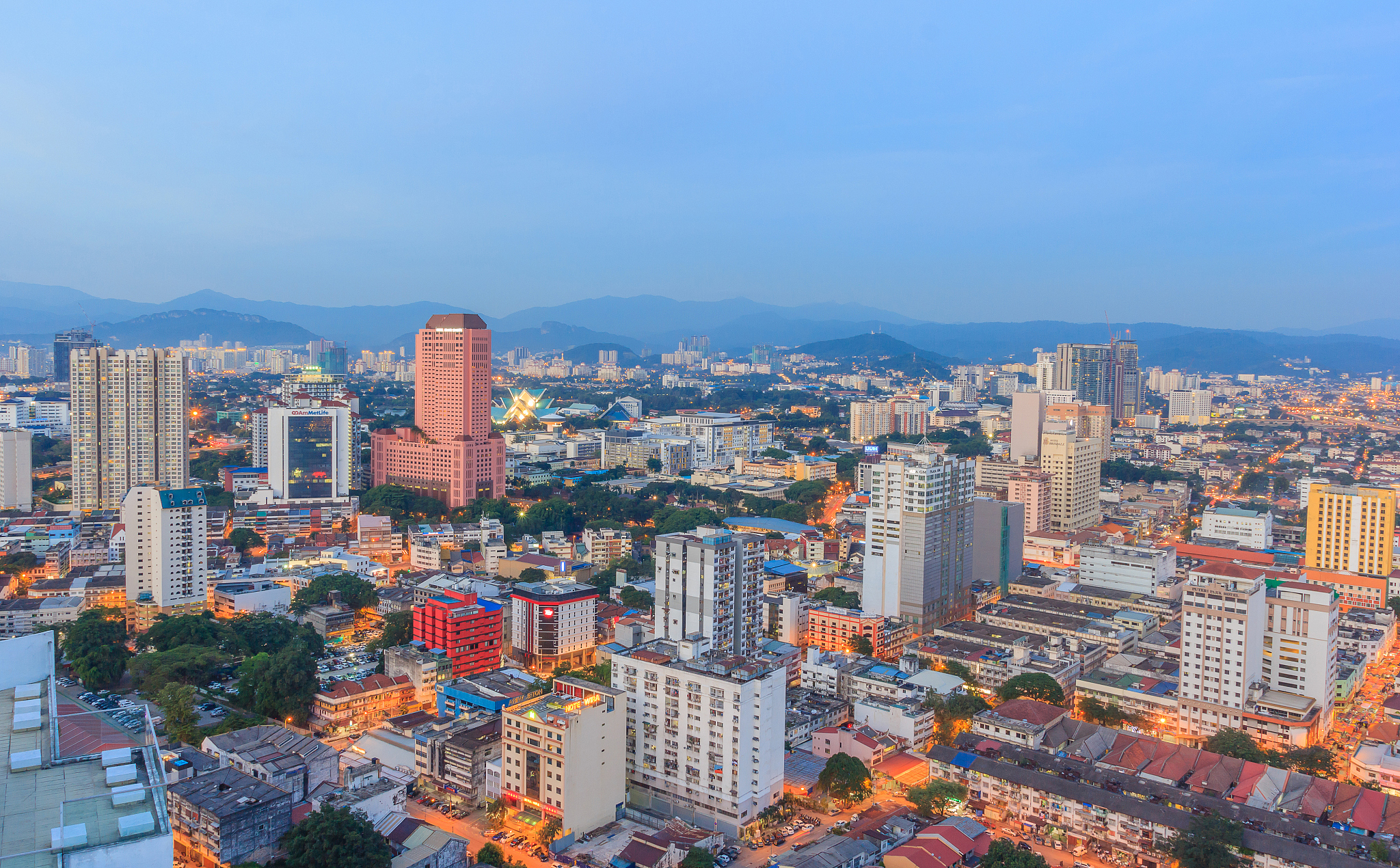 high angle view of city