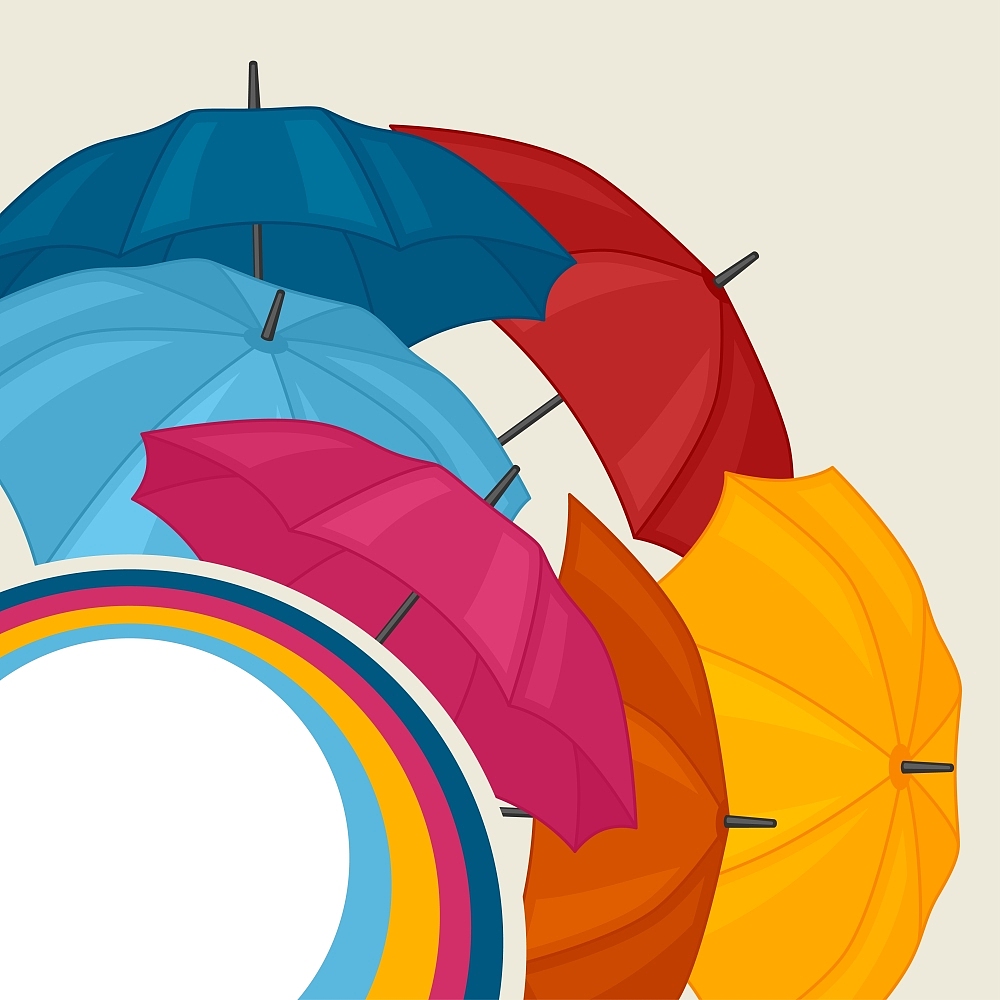 abstract background with colored umbrellas for greeting card. ab