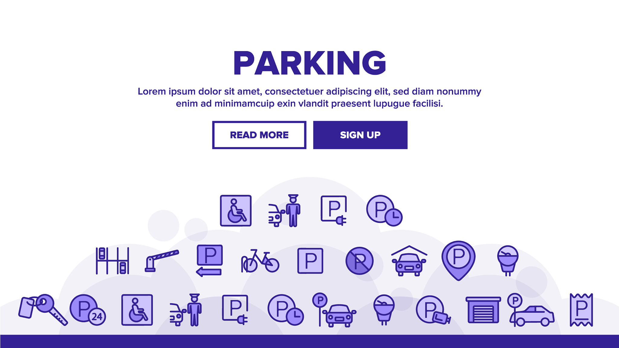 collection parking thin line icons set